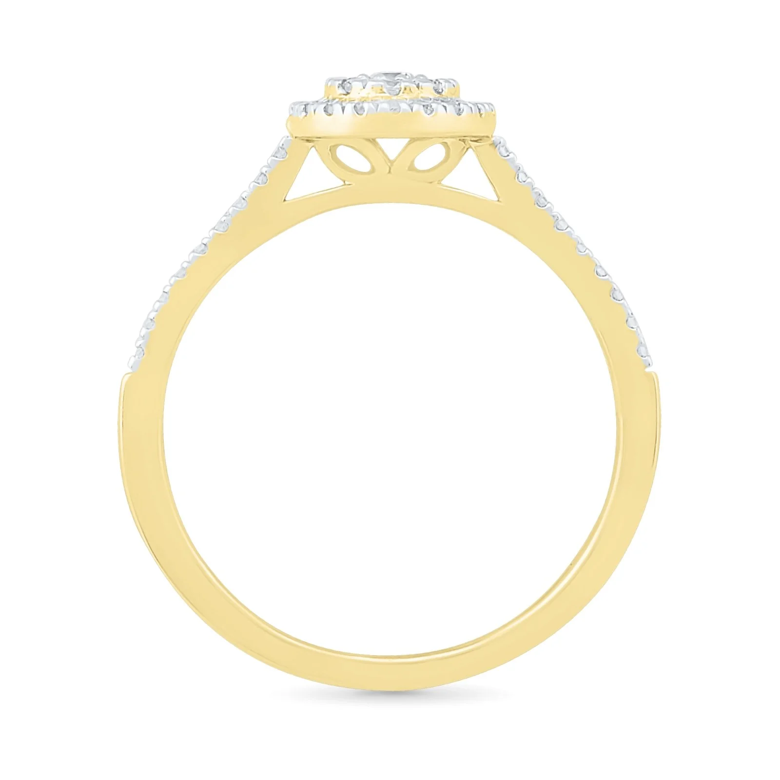 Diamond Round Illusion Ring with Diamond Halo in Solid 10k Yellow Gold - Image 3