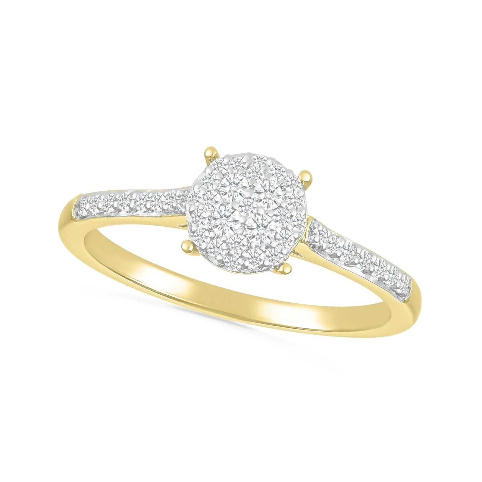 Round Diamond Illusion Ring in Solid 10k Yellow Gold