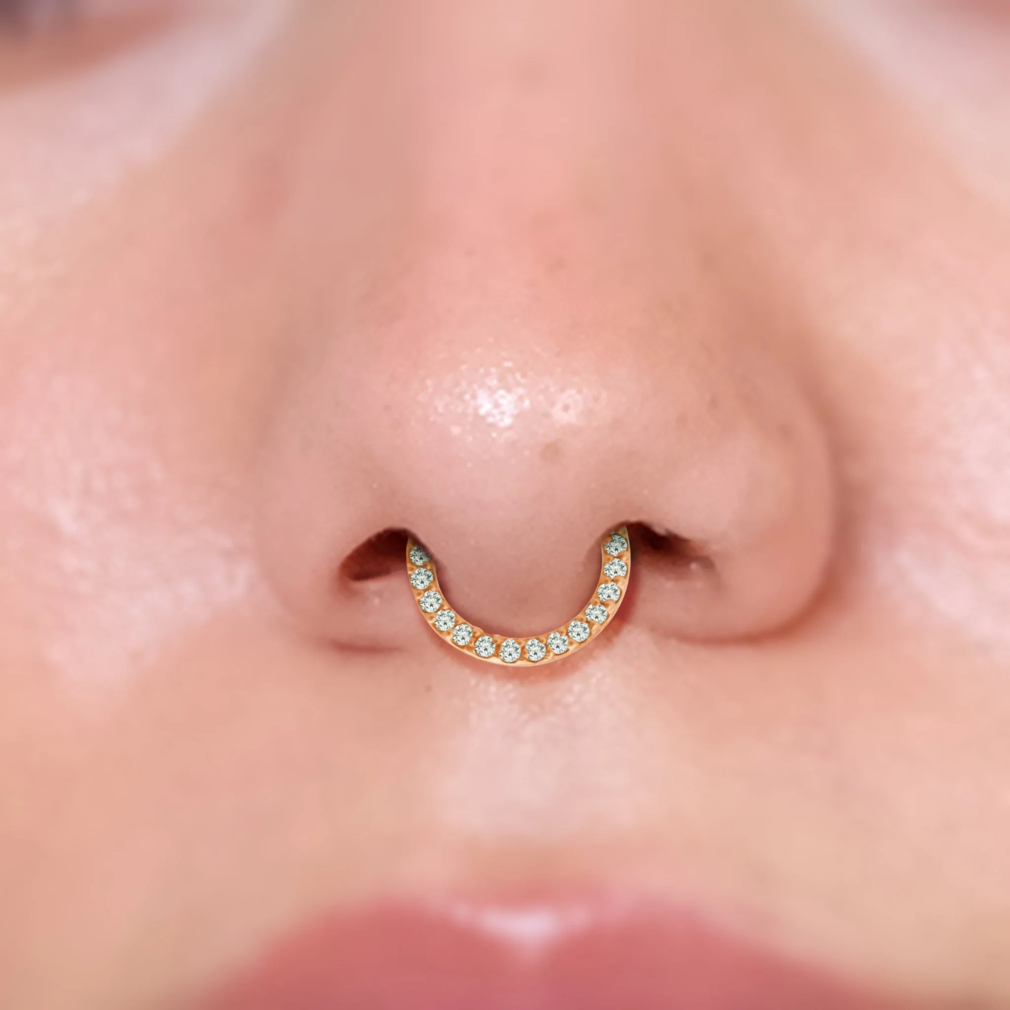 Rose Gold Gemstone Studded Eternity Clicker Hoop - Image 12