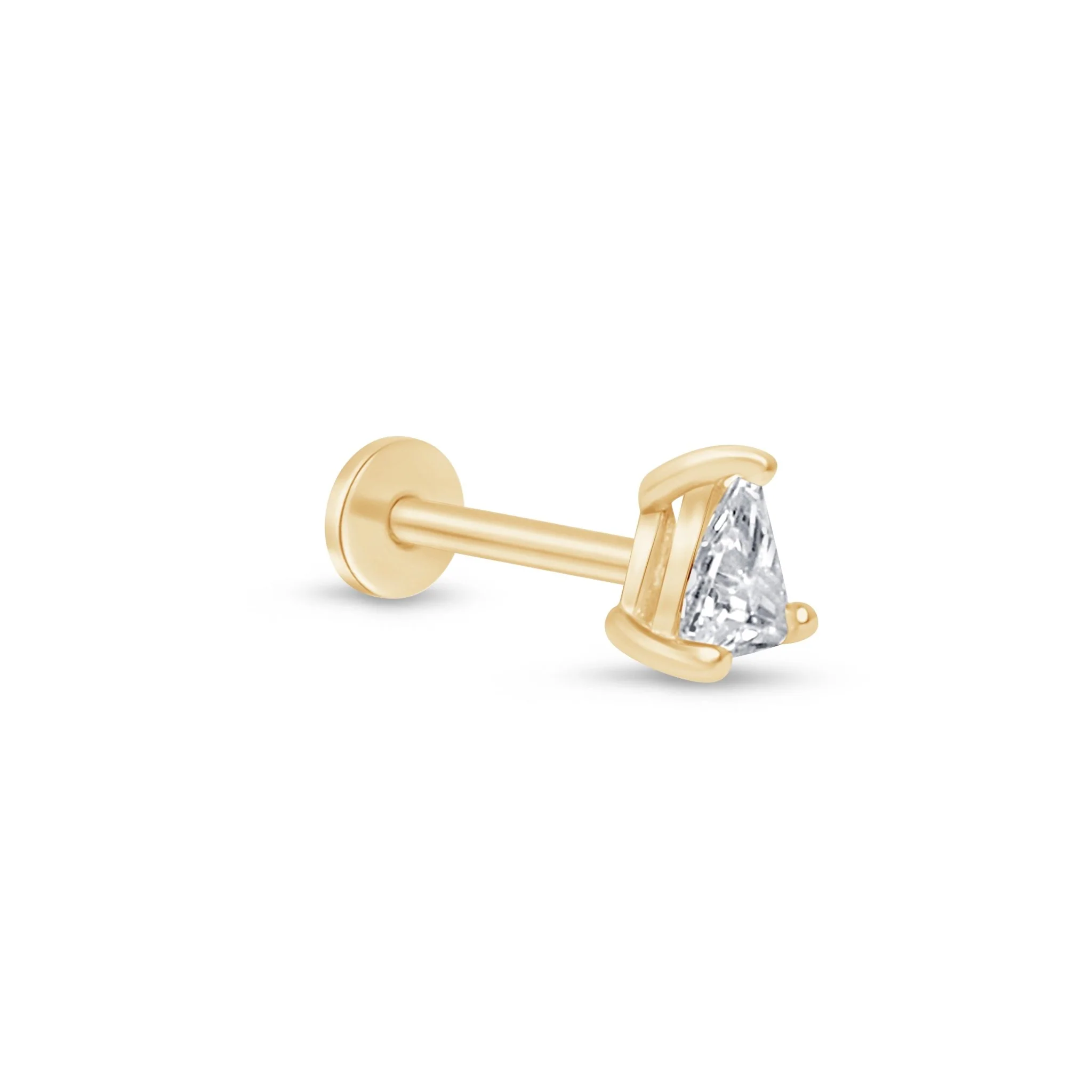 Yellow Gold Pear Gemstone Flat Back Stud Earring