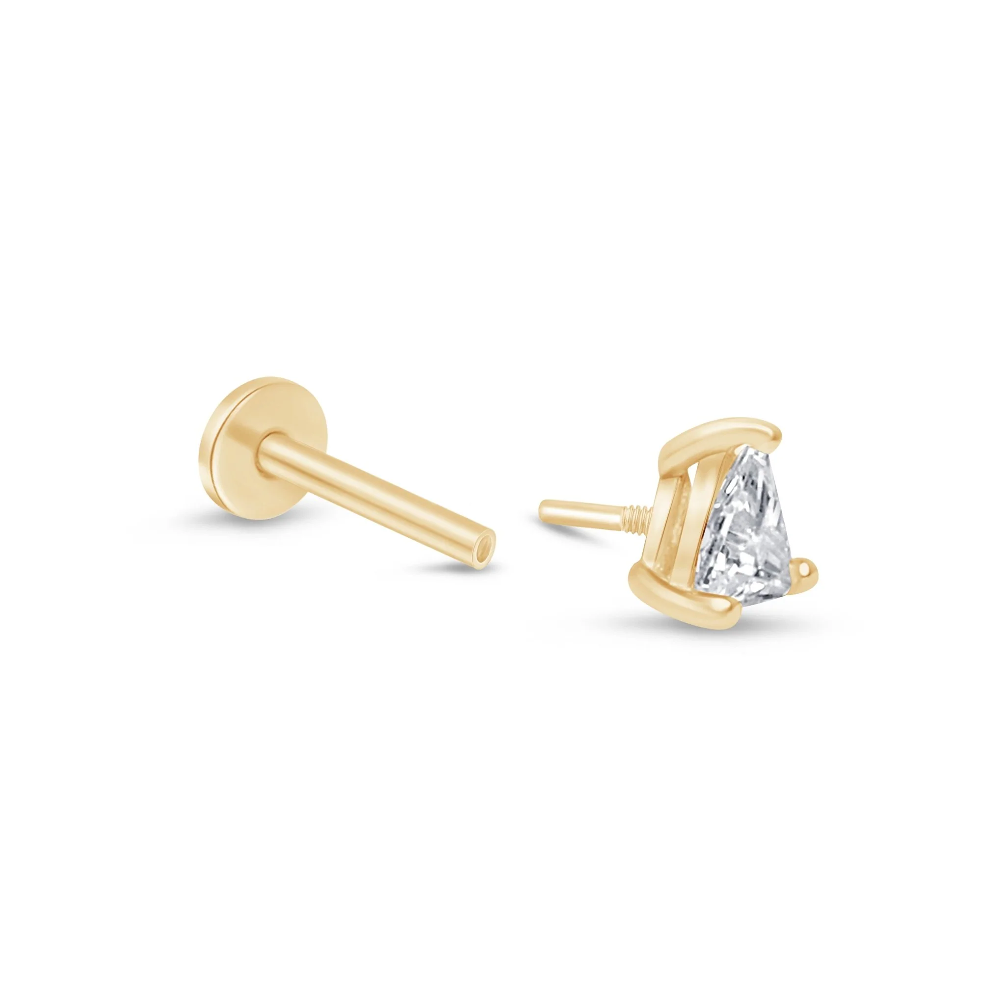 Yellow Gold Pear Gemstone Flat Back Stud Earring - Image 13