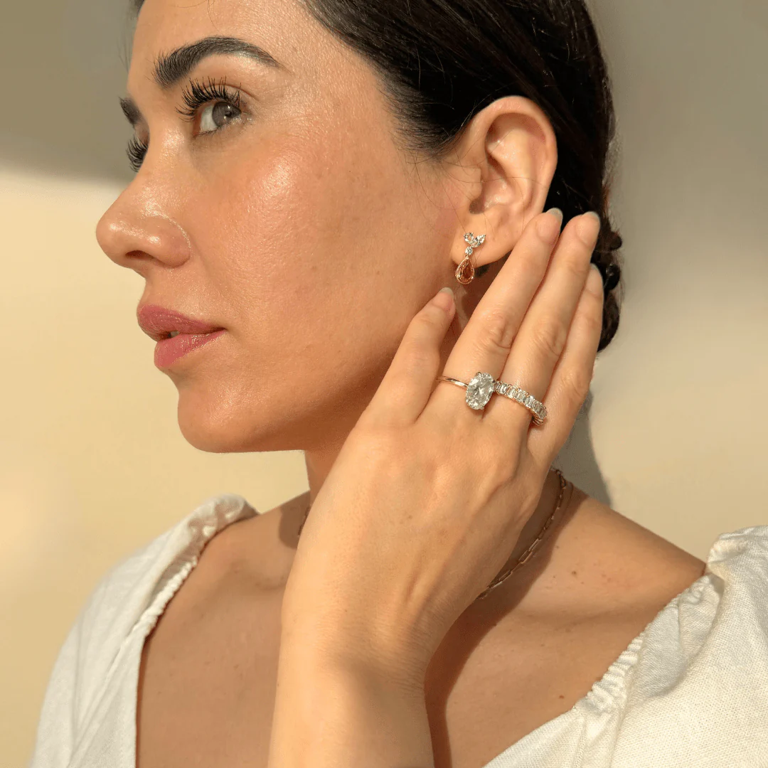 Yellow Gold Pear Cut Citrine Sapphire Dangle Earring - Image 10