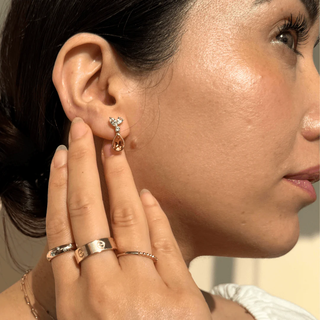 Yellow Gold Pear Cut Citrine Sapphire Dangle Earring - Image 9