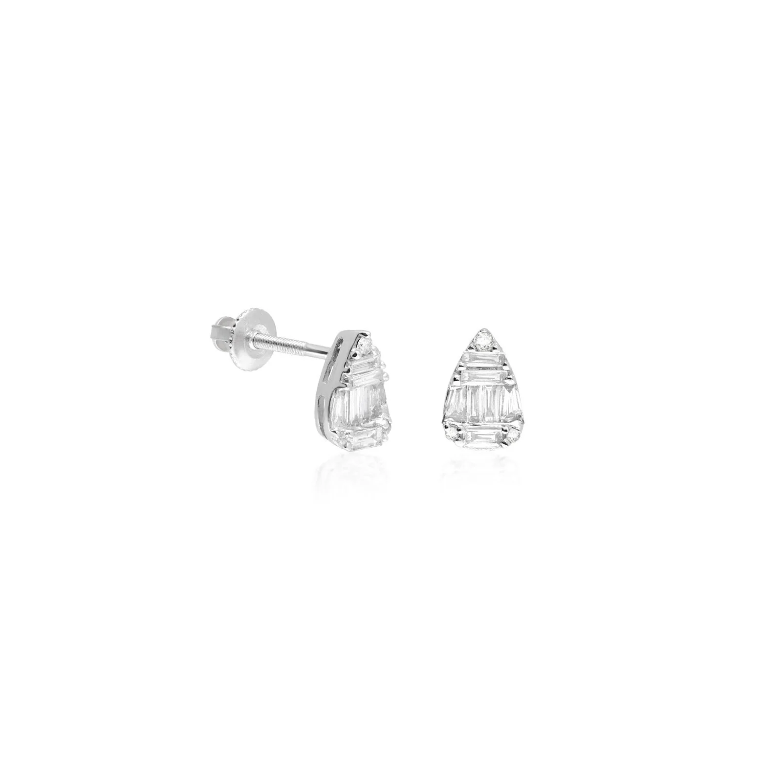Yellow Gold Pear Cut Diamond Screw Backs