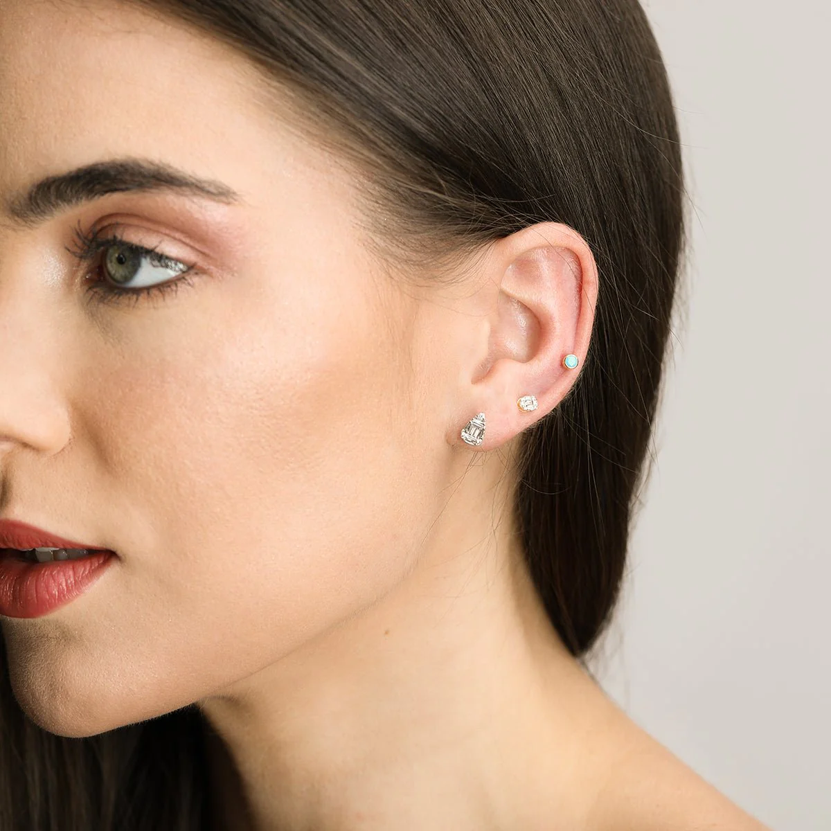 Yellow Gold Pear Cut Diamond Screw Backs - Image 3