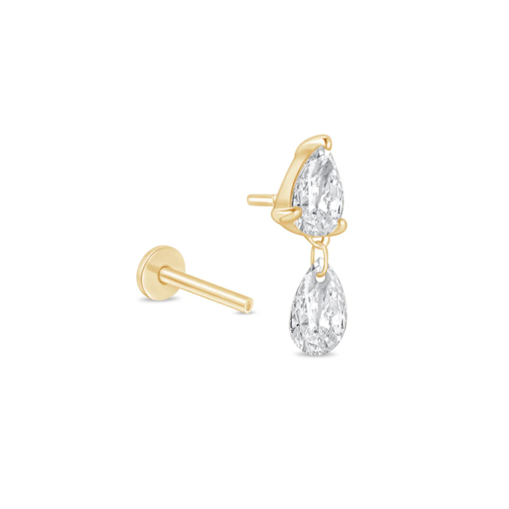 Pear Shape Lab-Grown Diamond Flat Back Earring - Image 10