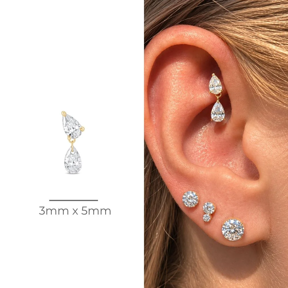 Pear Shape Lab-Grown Diamond Flat Back Earring - Image 13