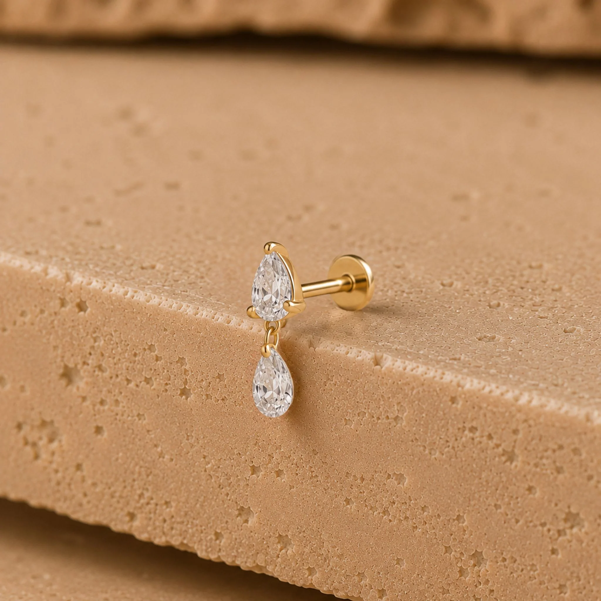 Pear Shape Lab-Grown Diamond Flat Back Earring - Image 3