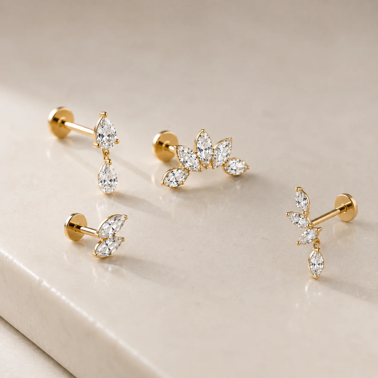 Pear Shape Lab-Grown Diamond Flat Back Earring - Image 5