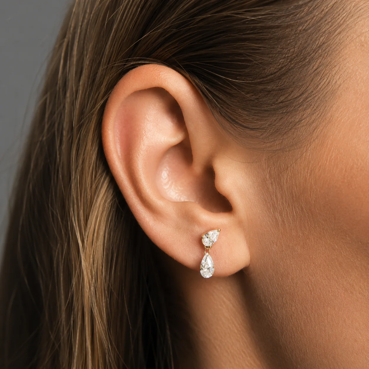 Pear Shape Lab-Grown Diamond Flat Back Earring - Image 6