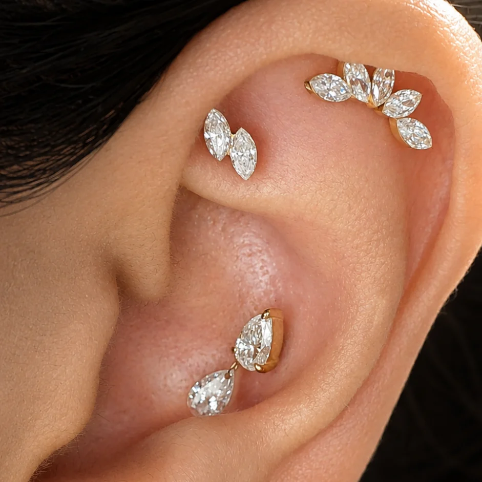 Pear Shape Lab-Grown Diamond Flat Back Earring - Image 8