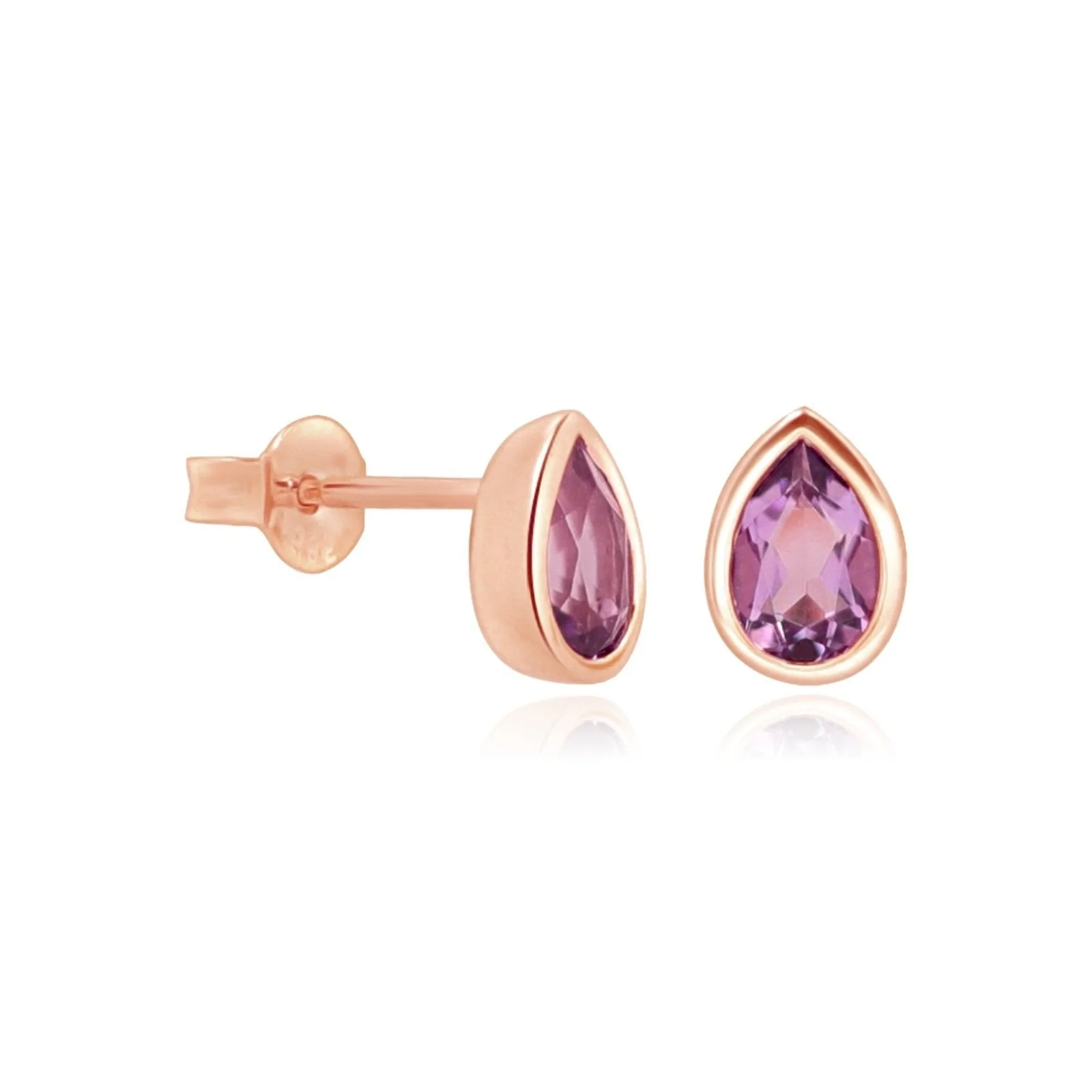 Rose Gold Amethyst Teardrop Drop