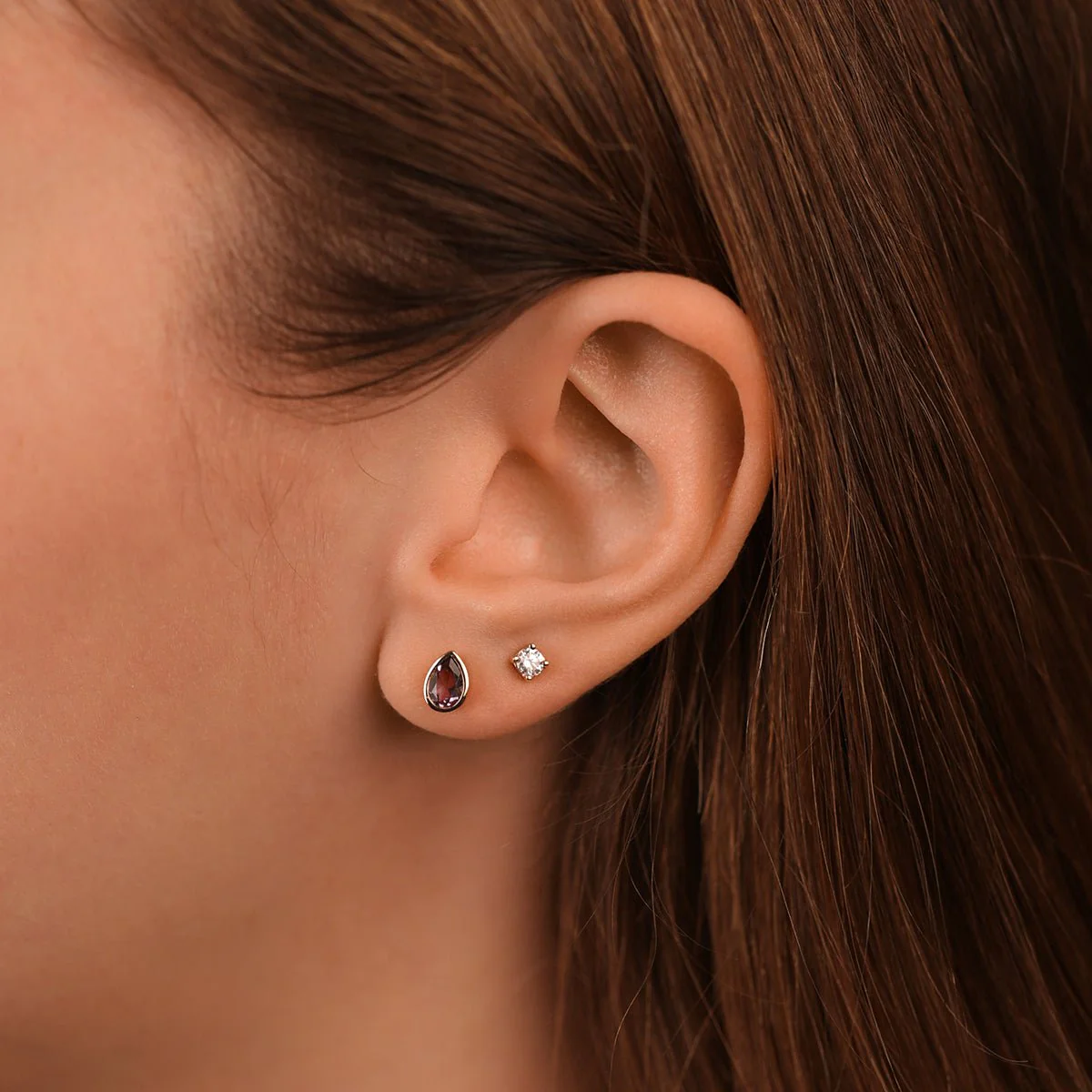 Rose Gold Amethyst Teardrop Drop - Image 2