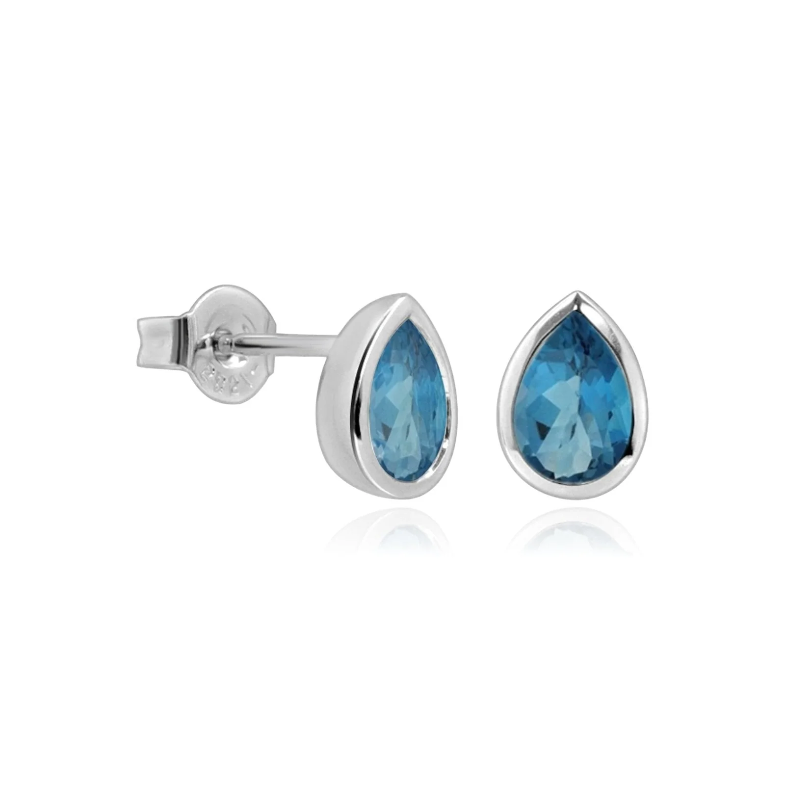 White Gold Blue Topaz Teardrop Drop