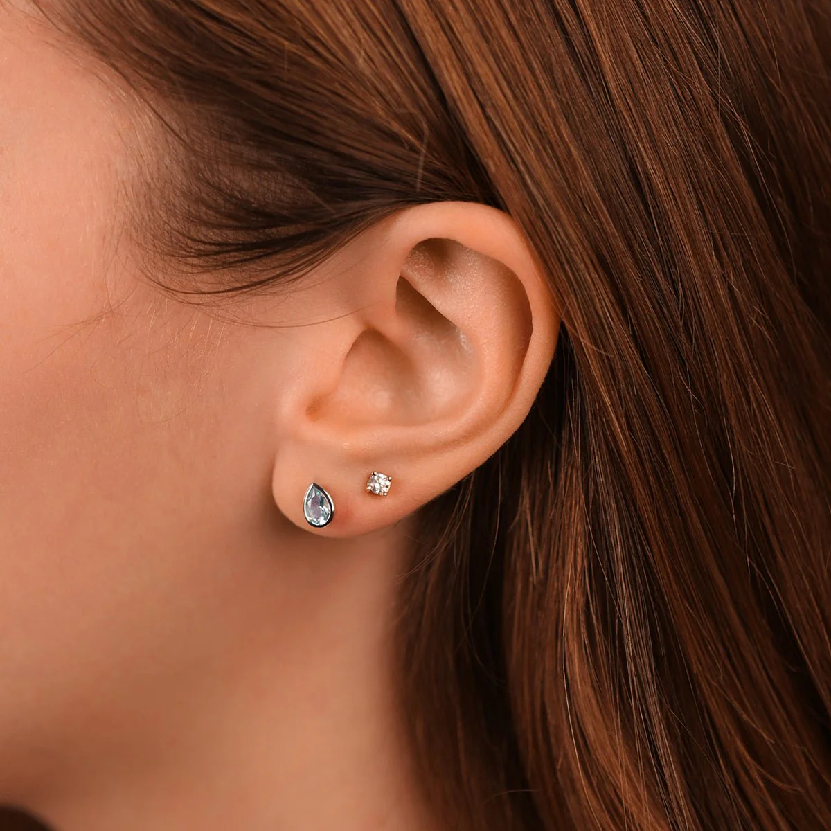 White Gold Blue Topaz Teardrop Drop - Image 2