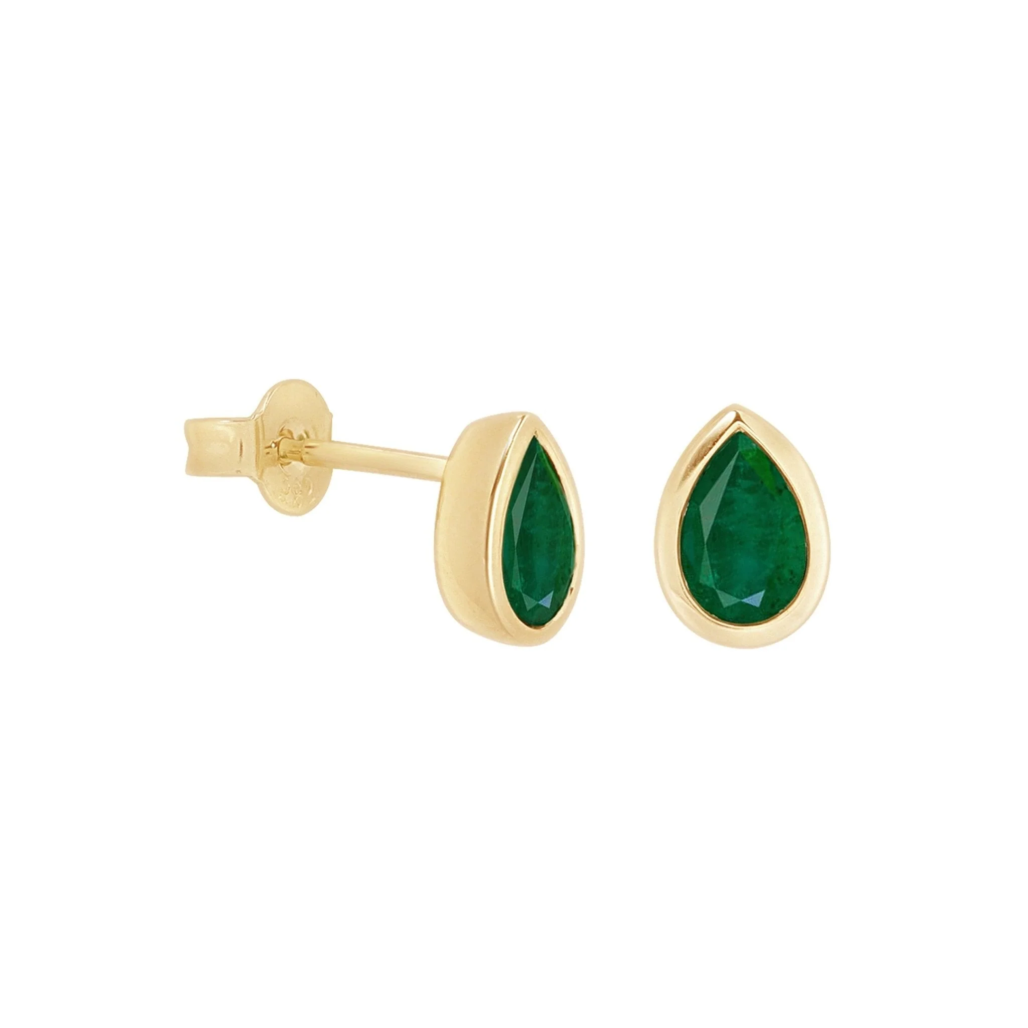 Yellow Gold Green Agate Teardrop Drop