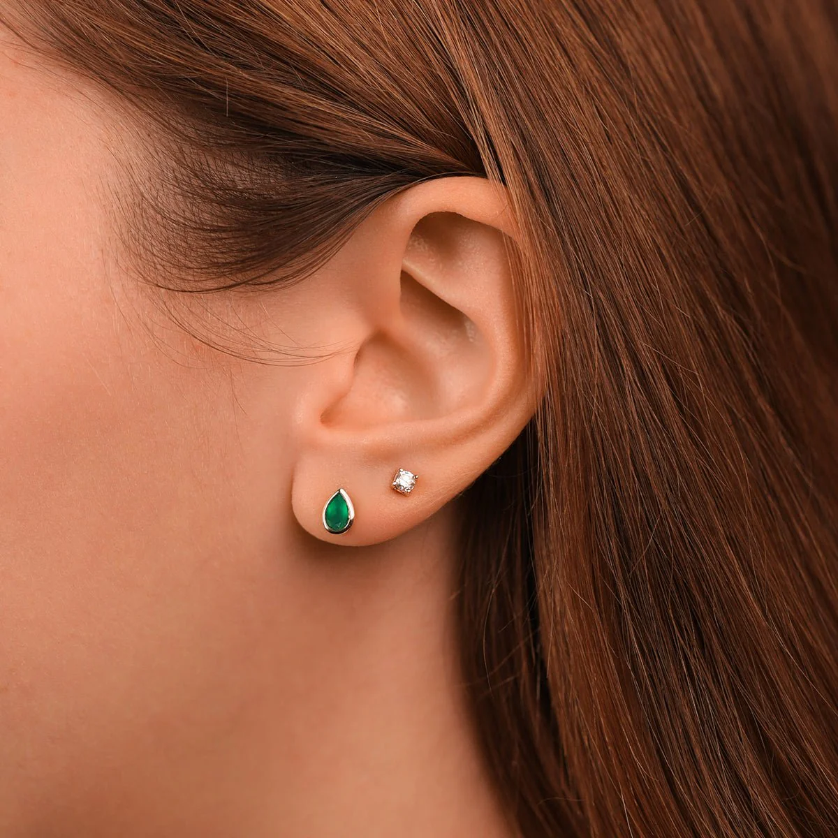 Yellow Gold Green Agate Teardrop Drop - Image 3