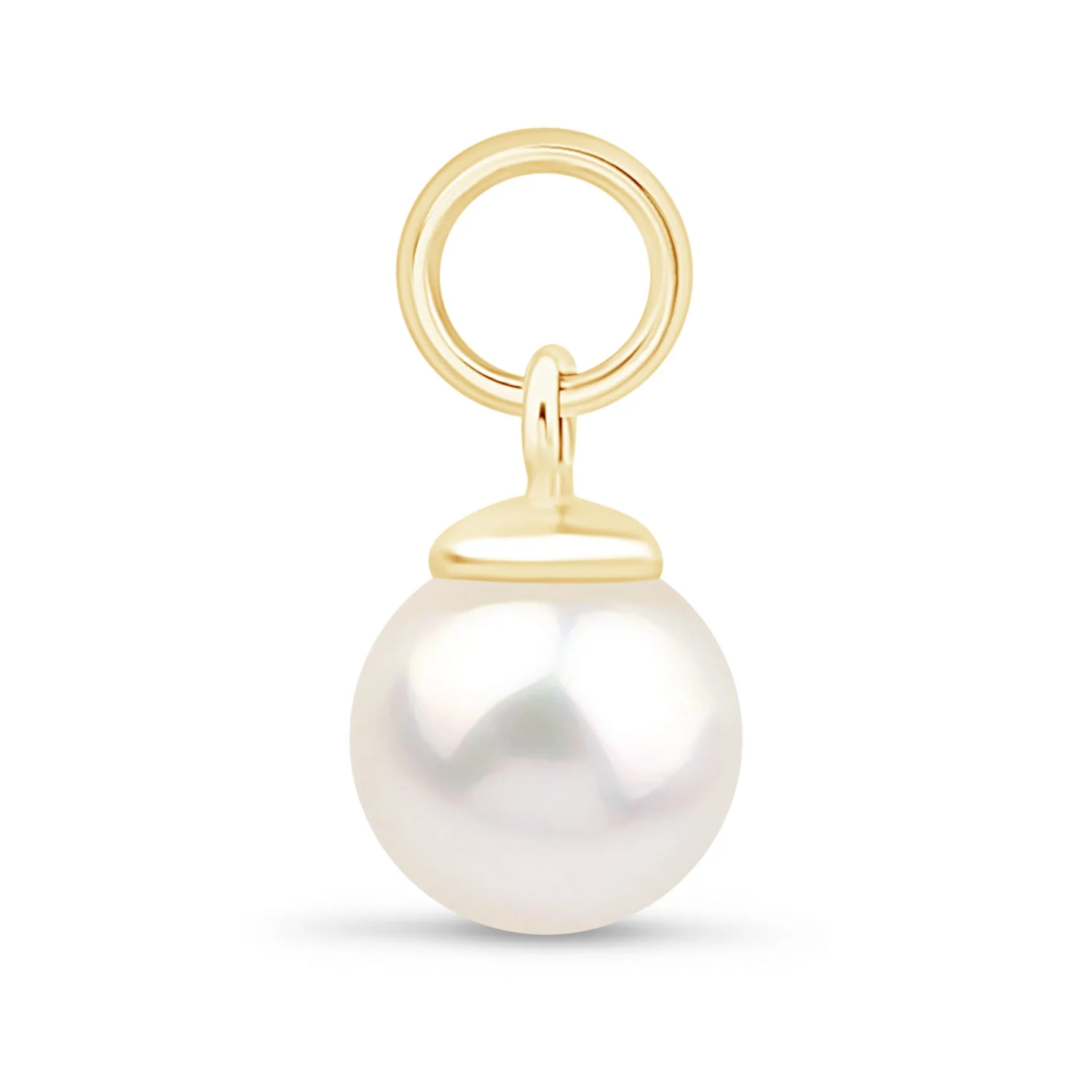 Yellow Gold Pearl Charm Hoop - Image 7