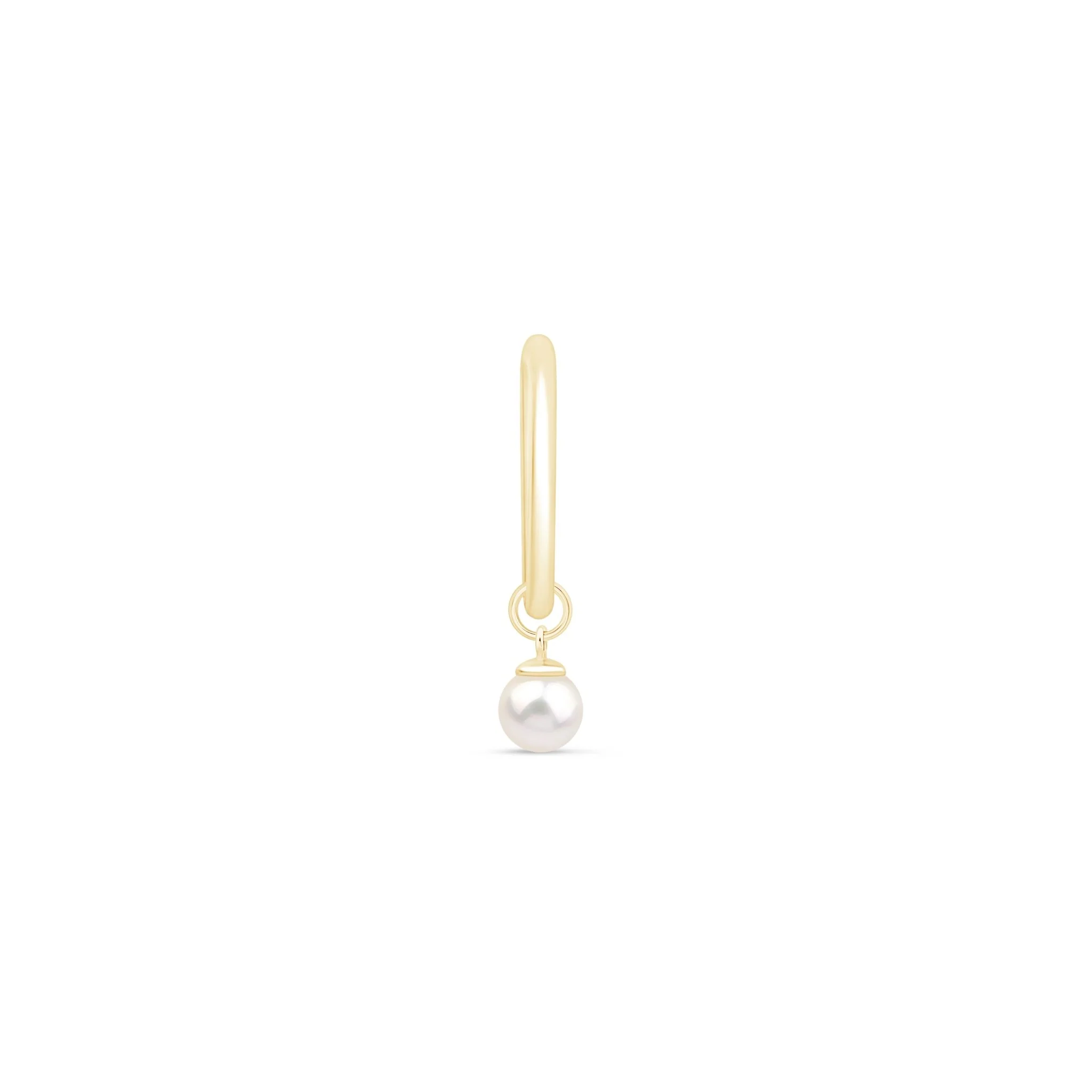 Yellow Gold Pearl Charm Hoop - Image 9