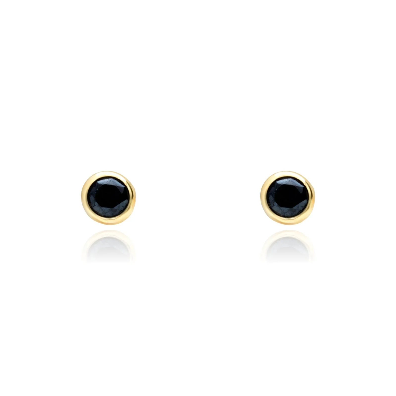Yellow Gold Bezel Set Black Onyx Stud