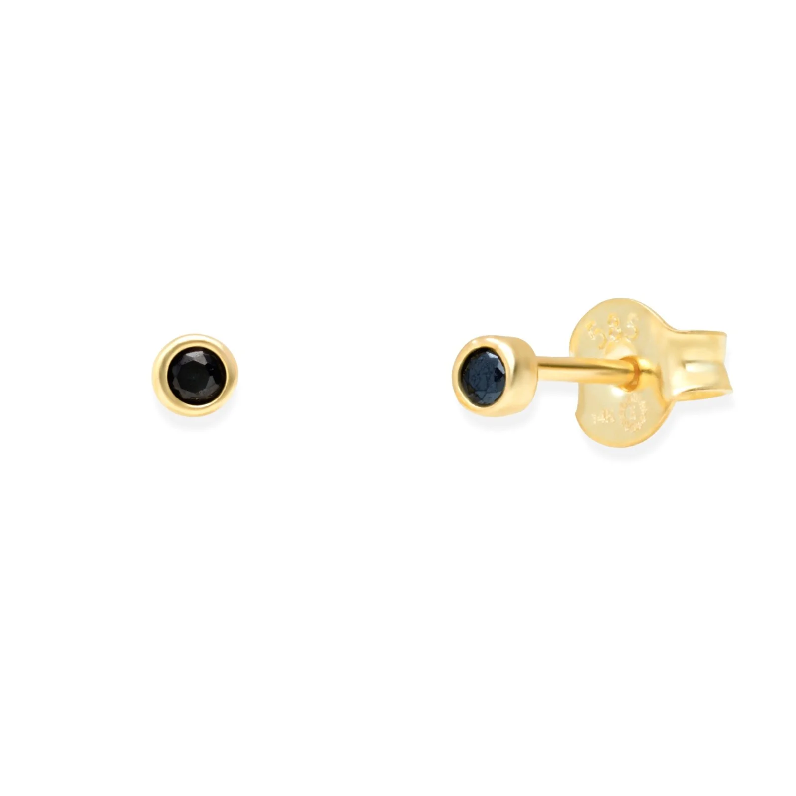 Yellow Gold Bezel Set Black Onyx Stud - Image 4