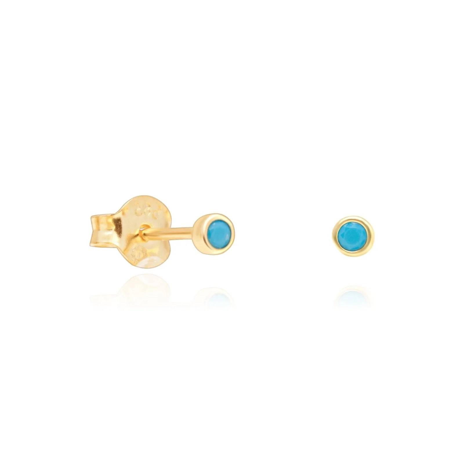 Yellow Gold Petite Turquoise Bezel Stud