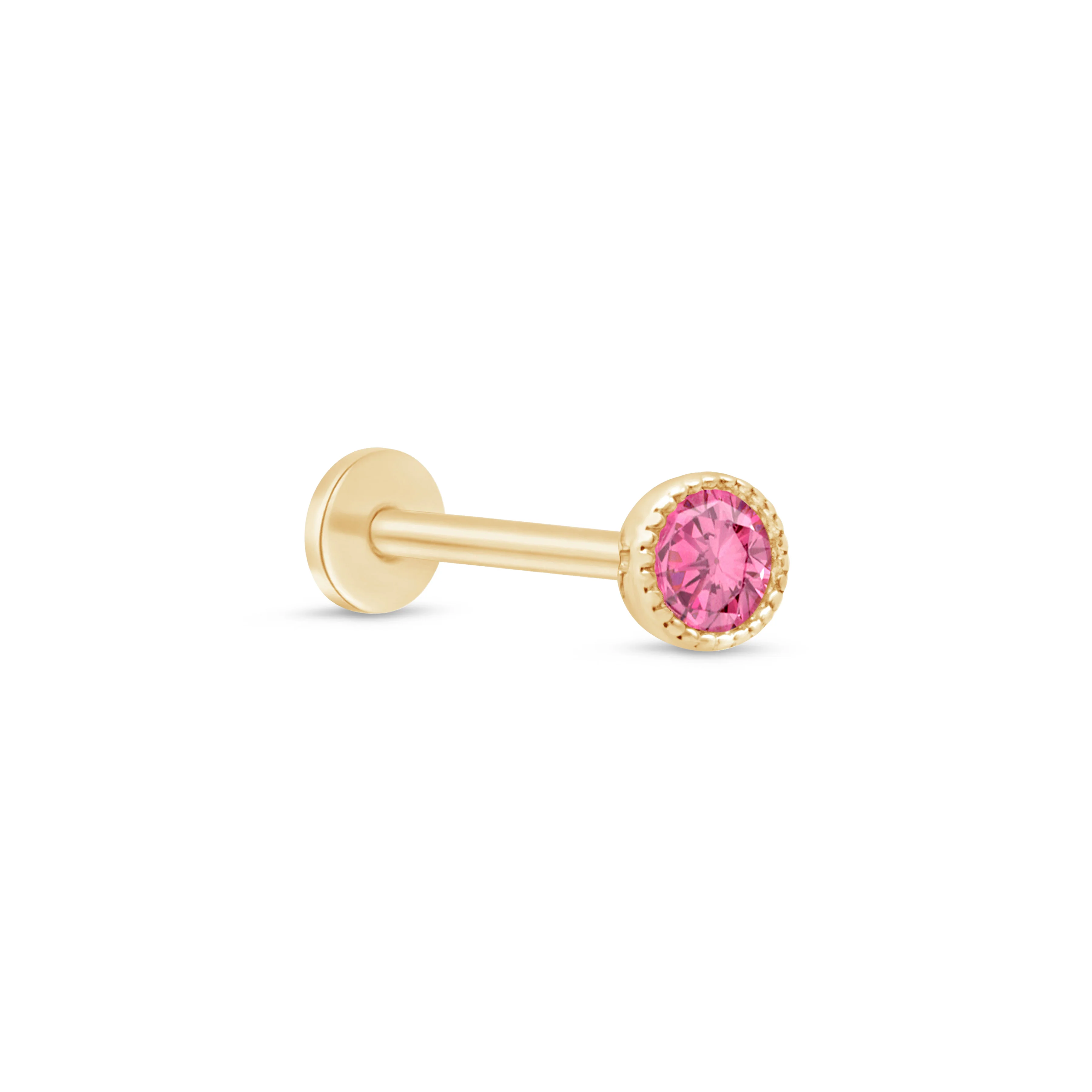 Yellow Gold Tourmaline Milgrain Flat Back Earring