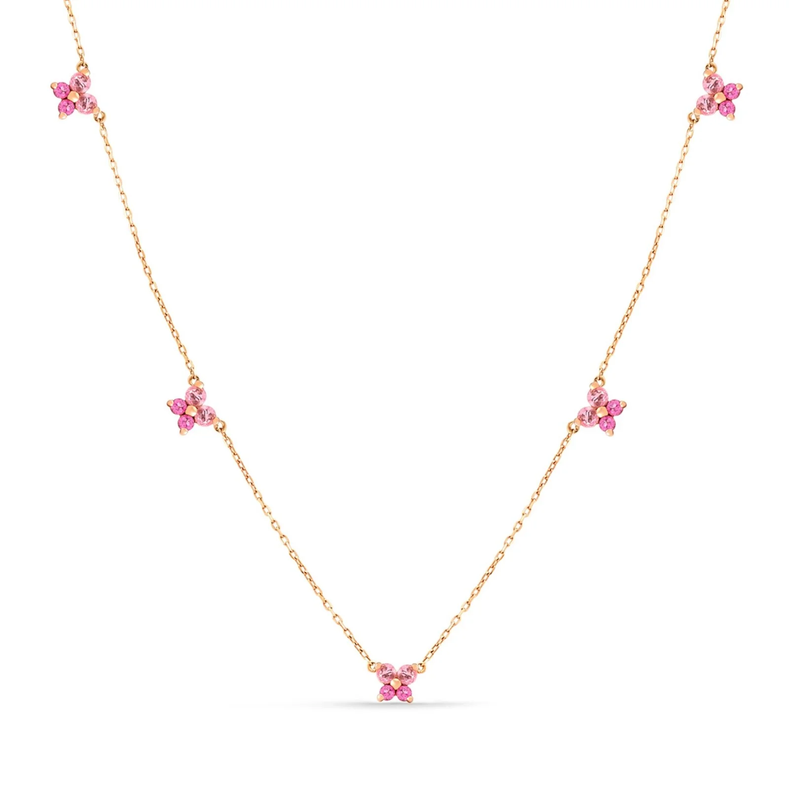 Rose Gold Pink Tourmaline Butterfly Station Necklace