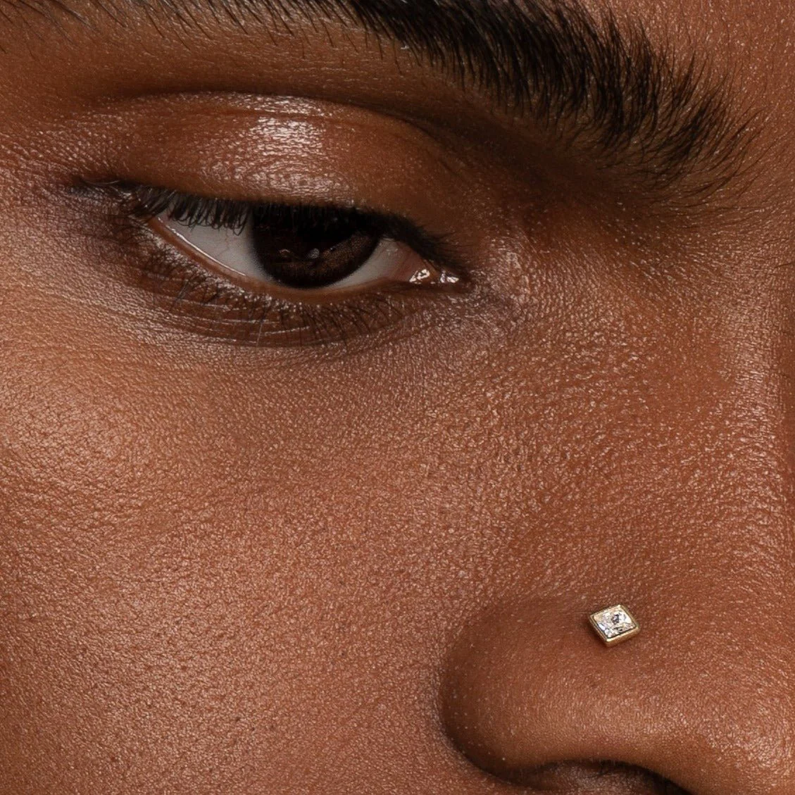Yellow Gold Princess Cut Bezel Flat Back Earring - Image 4