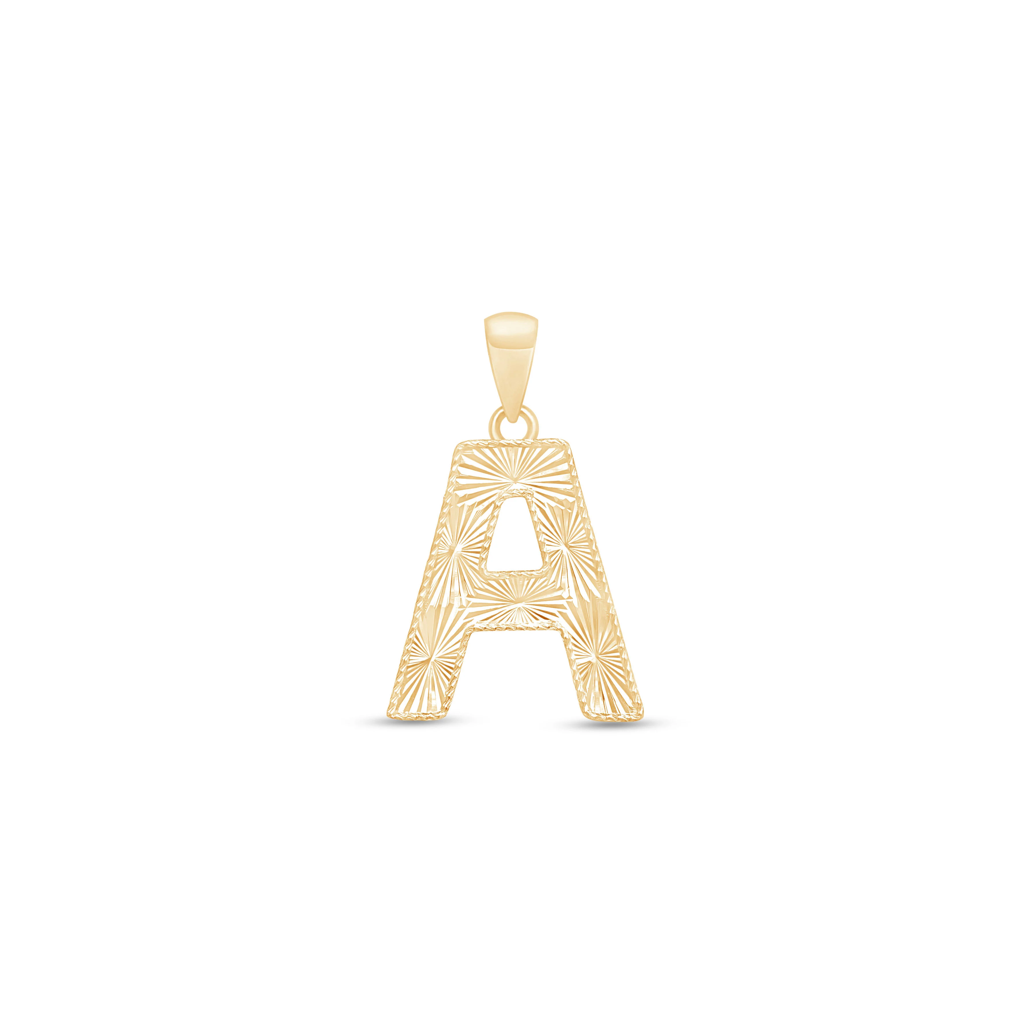 Yellow Gold Radiant-Cut Initial Pendant - A