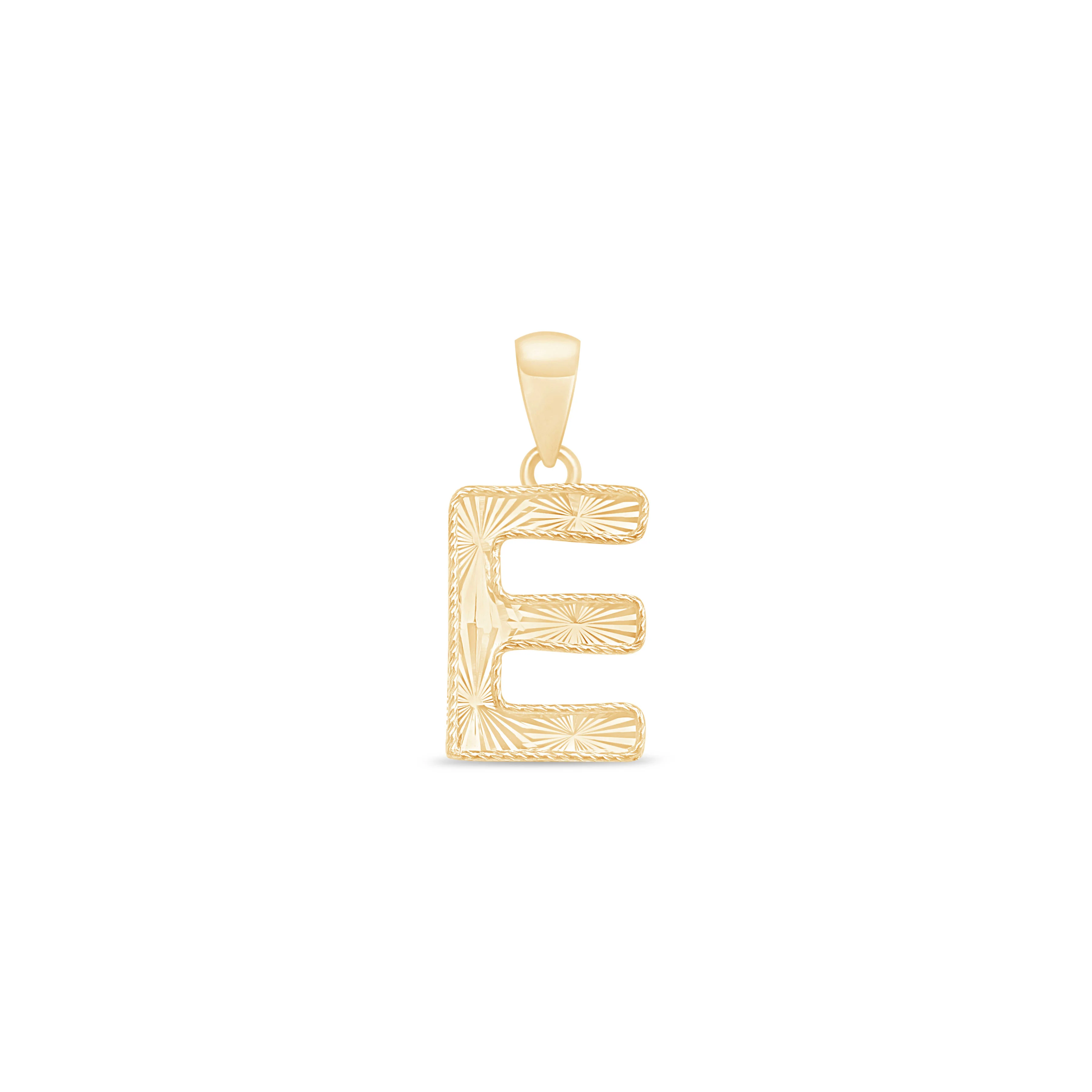 Yellow Gold Radiant-Cut Initial Pendant - E