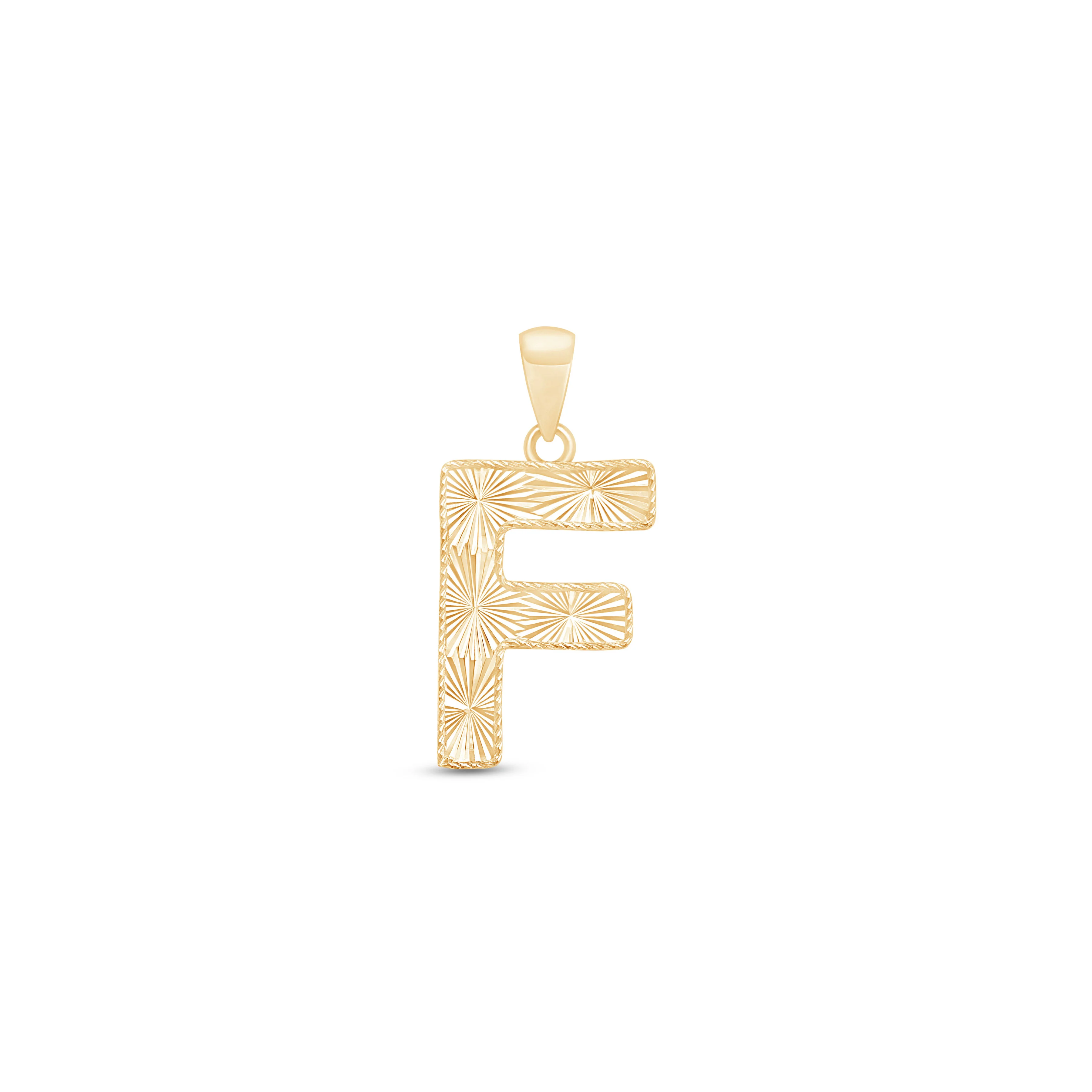 Yellow Gold Radiant-Cut Initial Pendant - F