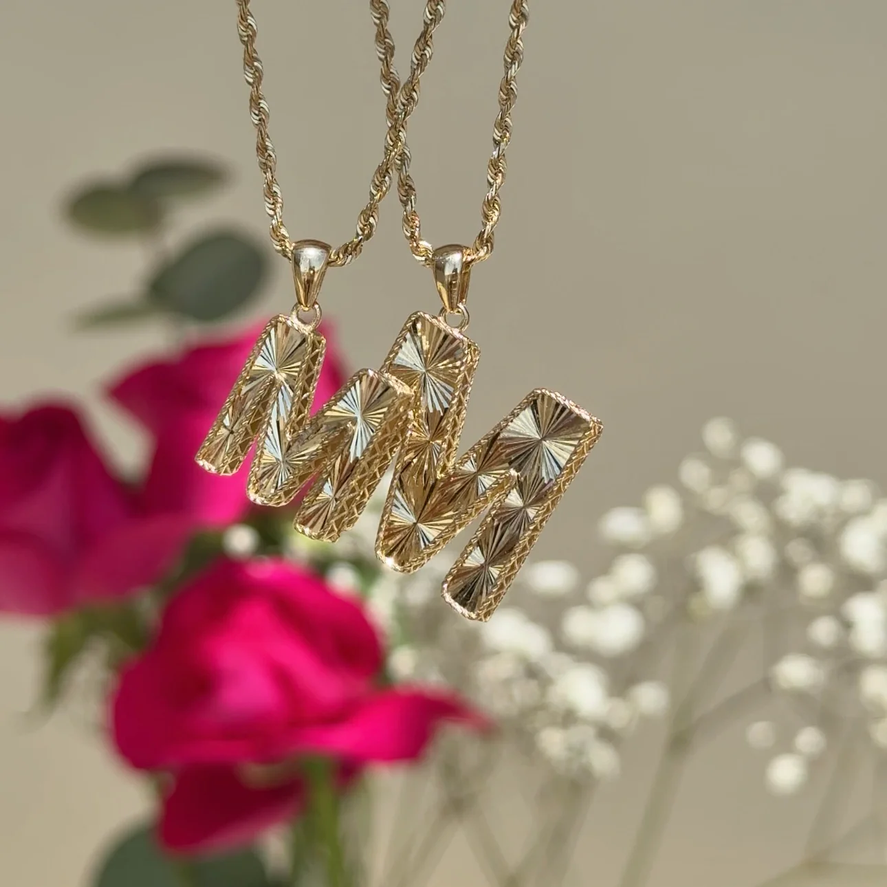 Yellow Gold Radiant-Cut Initial Pendant - M - Image 4