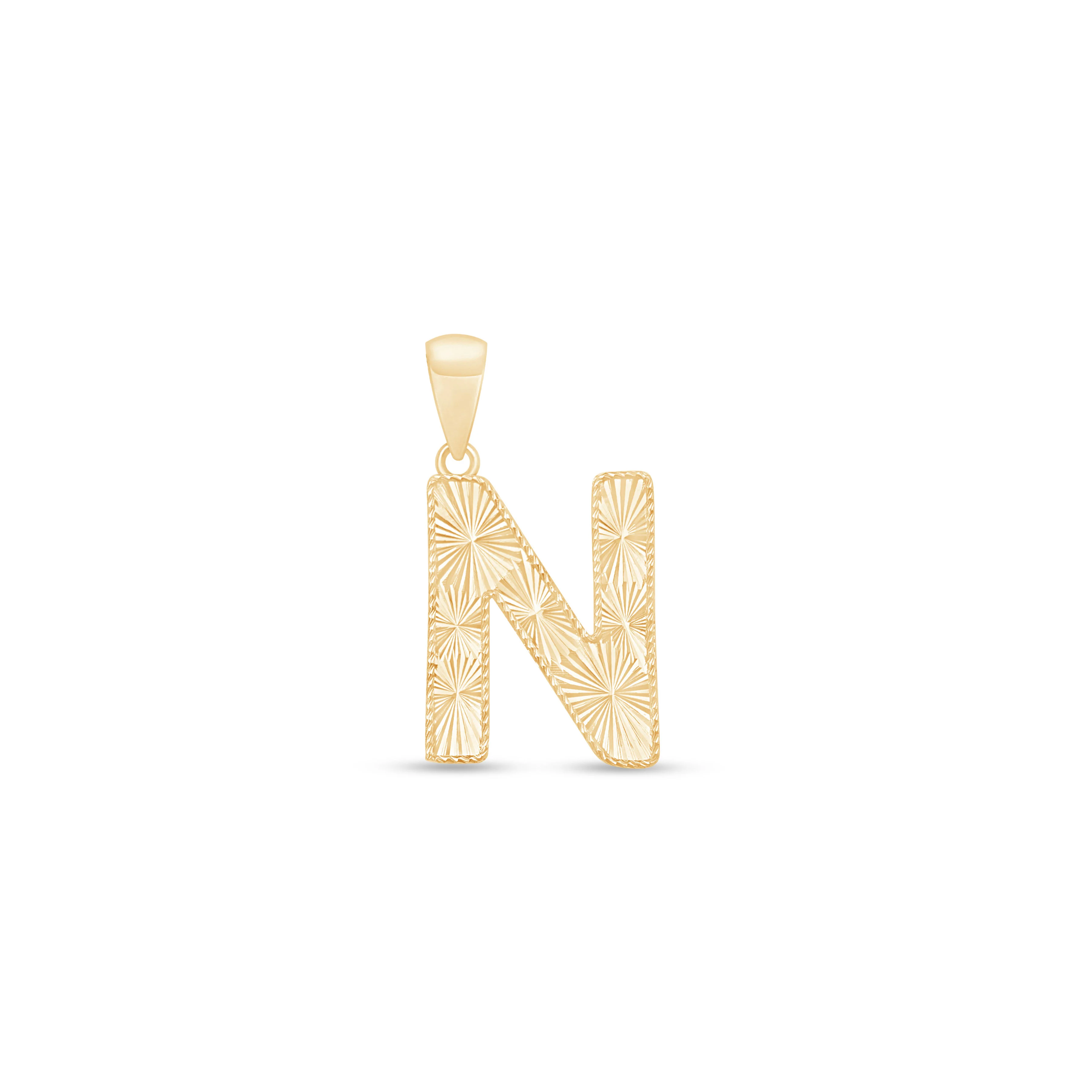 Yellow Gold Radiant-Cut Initial Pendant - N