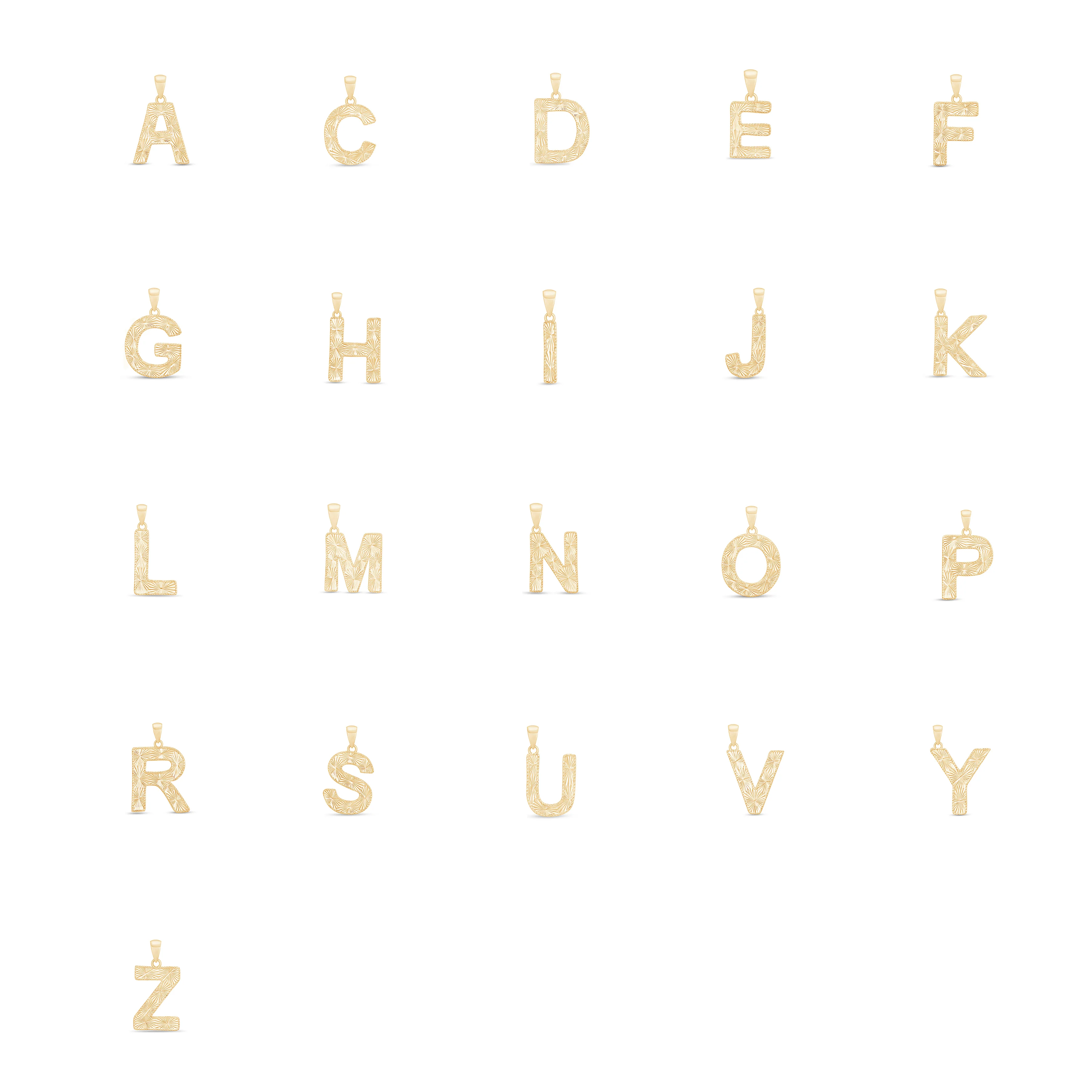 Yellow Gold Radiant-Cut Initial Pendant - E - Image 2