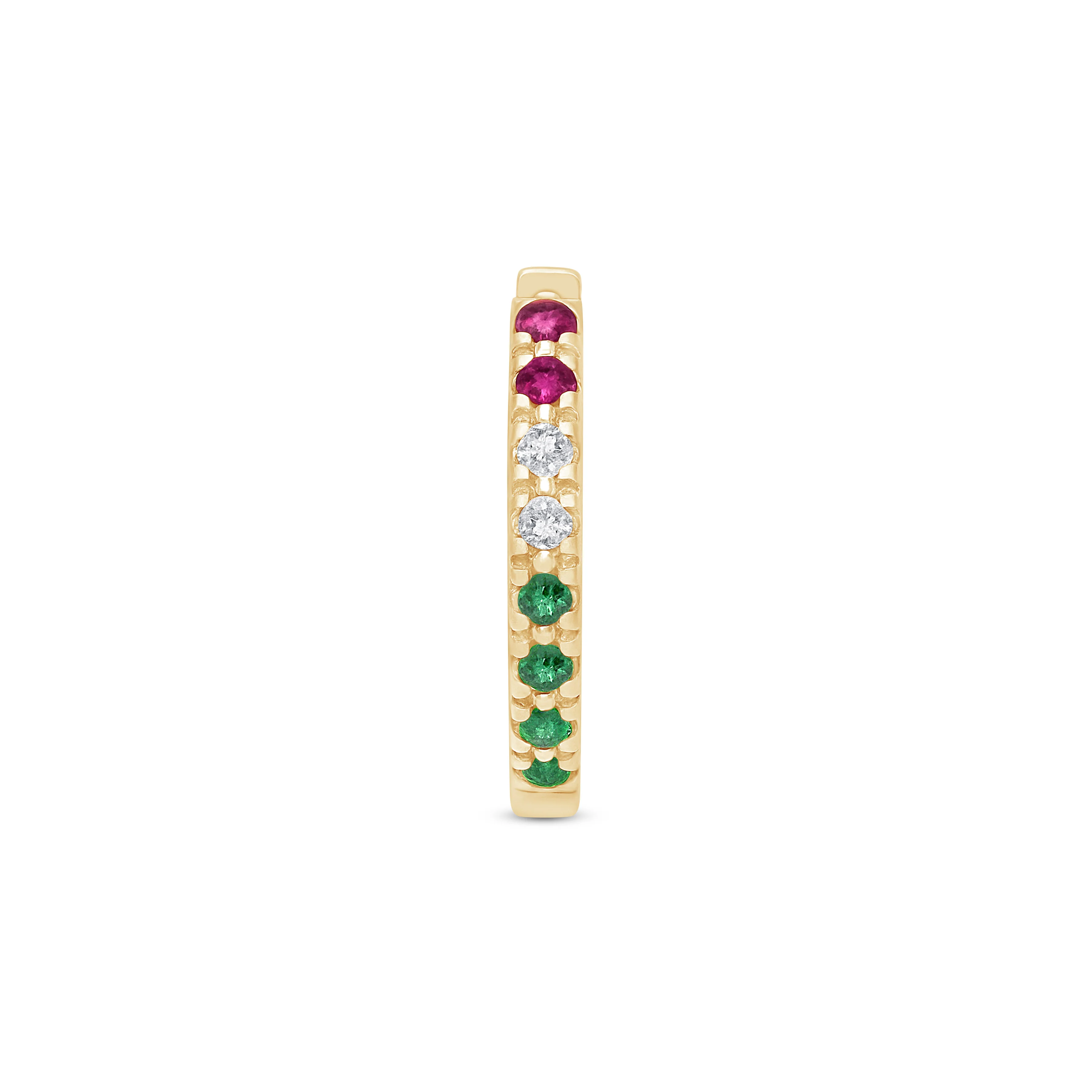 Yellow Gold Rainbow Gemstone Hoop