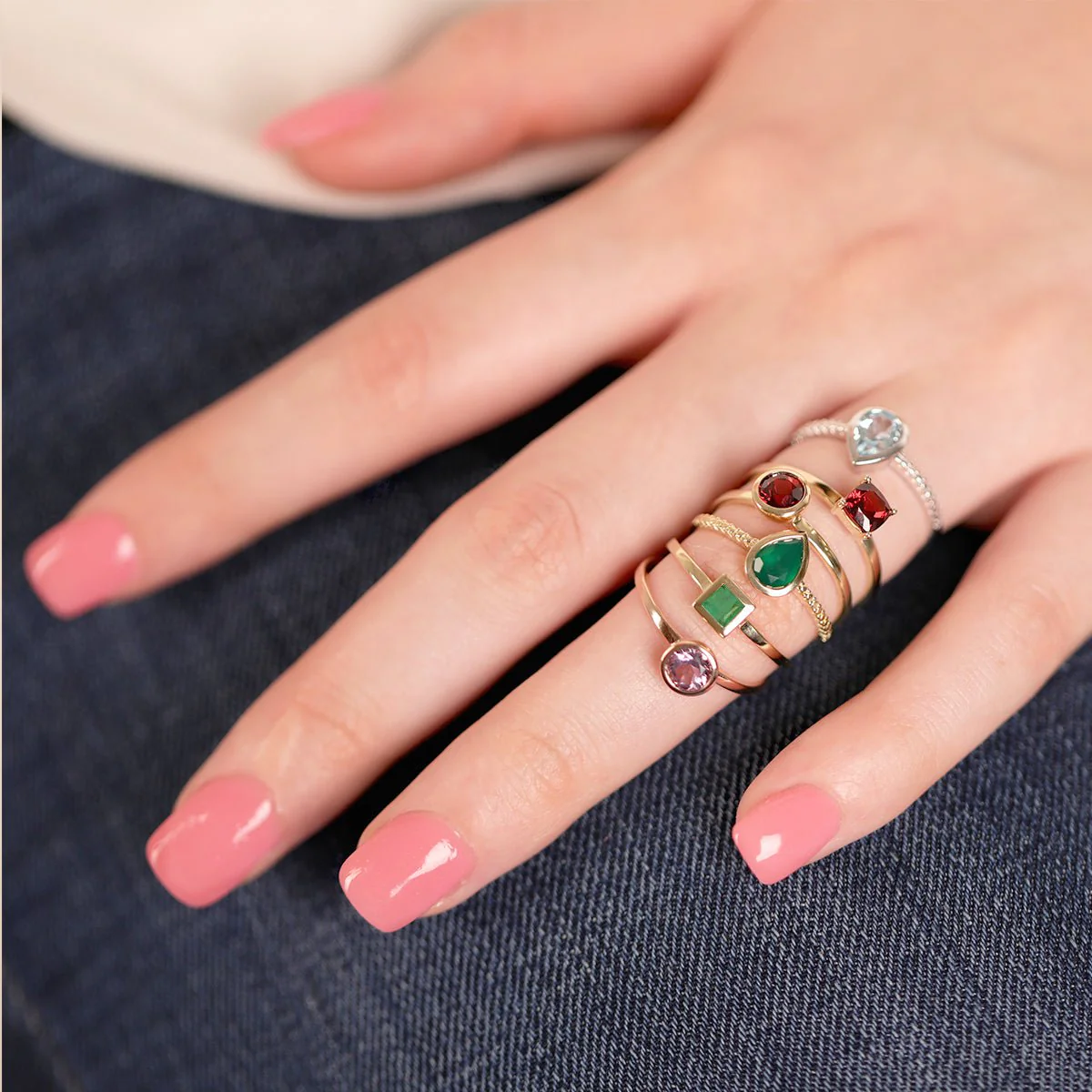 Round Amethyst Cocktail Ring Bezel Set in Solid 14k Rose Gold - Image 3