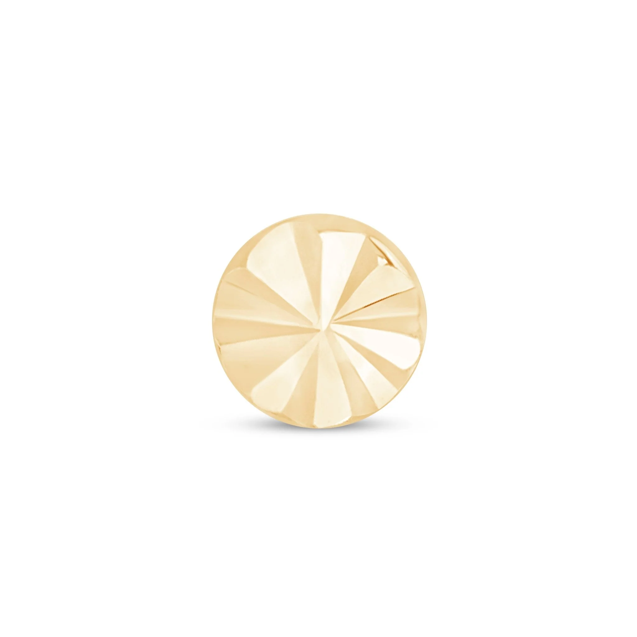 Yellow Gold Diamond Cut Disc Flat Back Earring