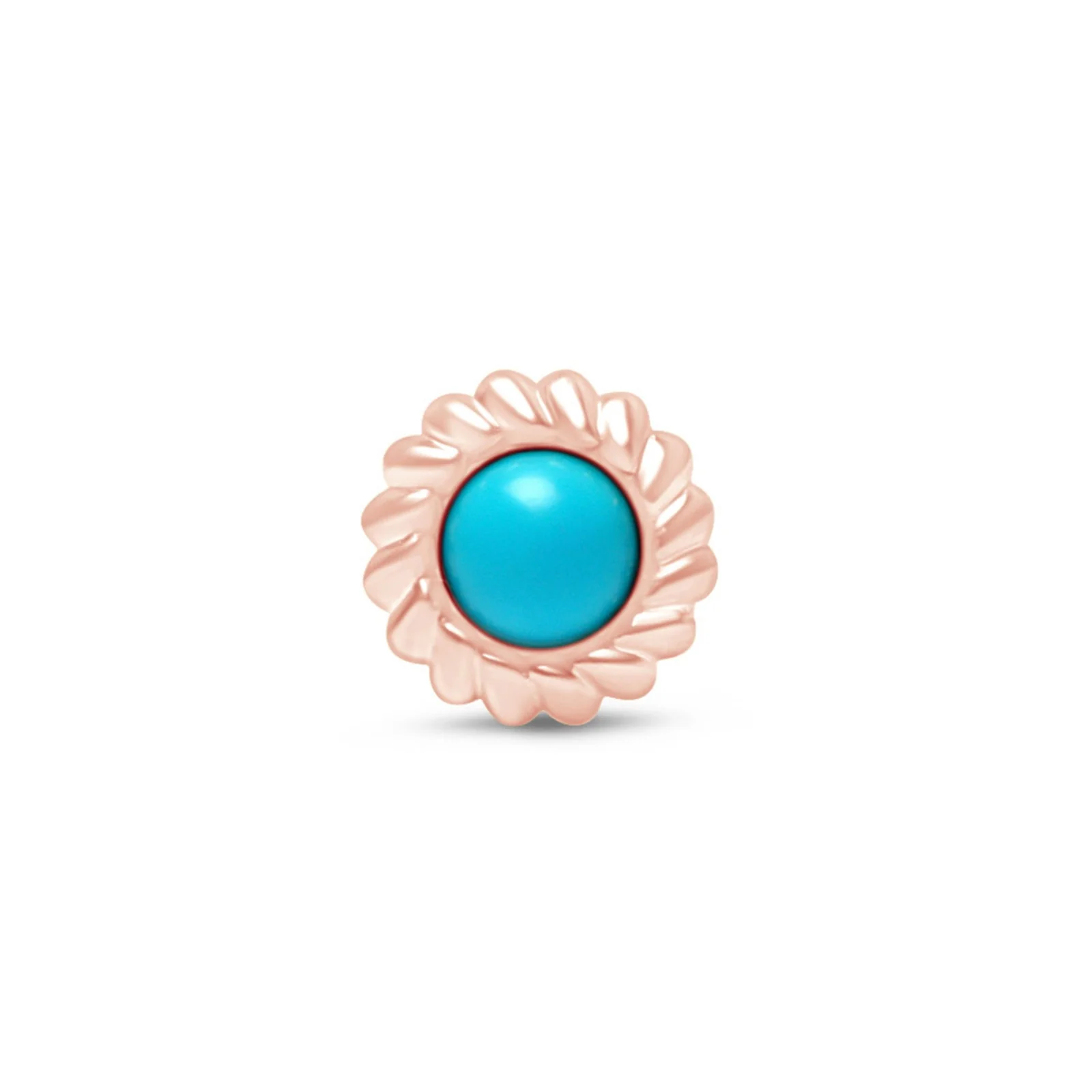Rose Gold Turquoise Cabochon Braided Bezel Flat Back Earring