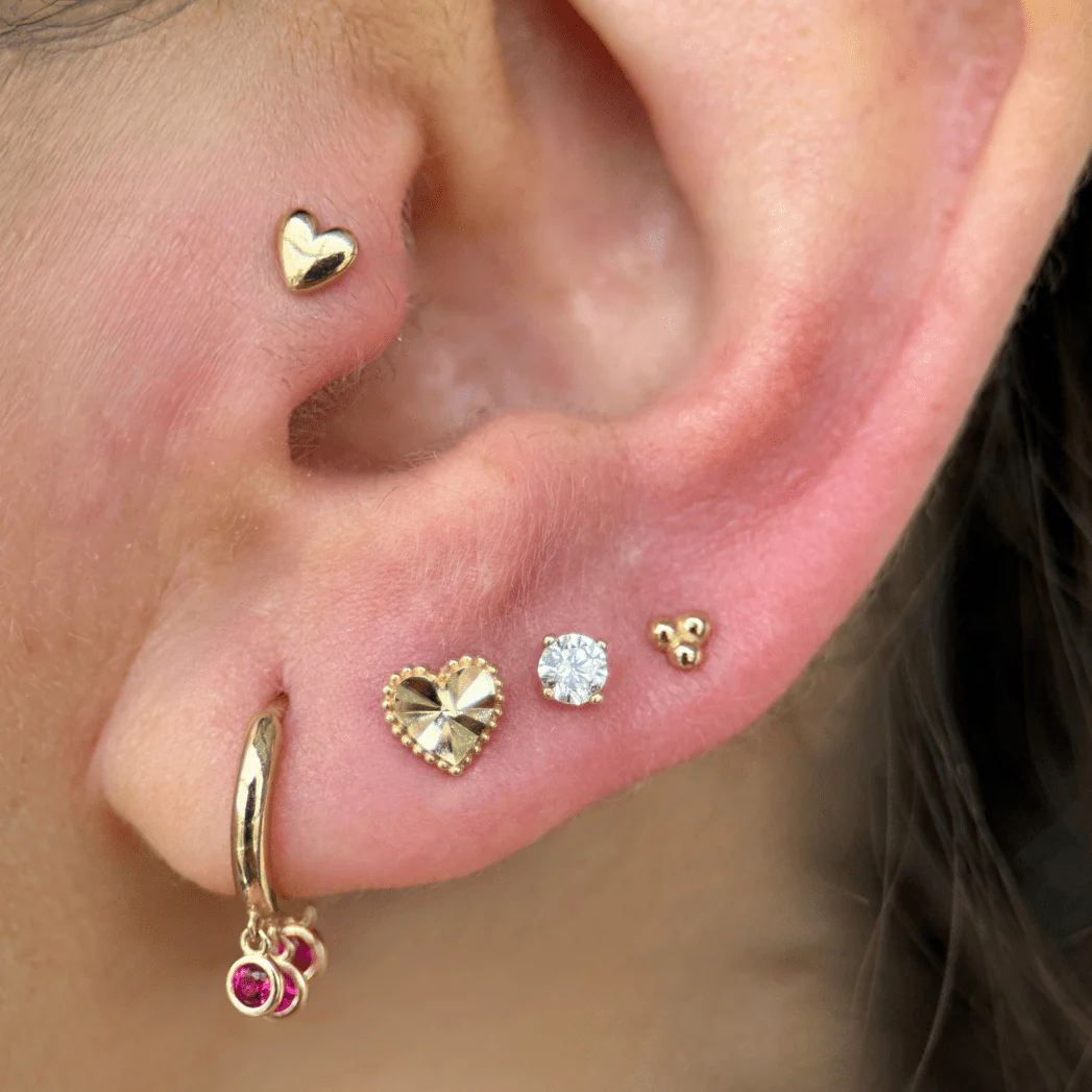 Yellow Gold Ruby Charm Hoop - Image 9
