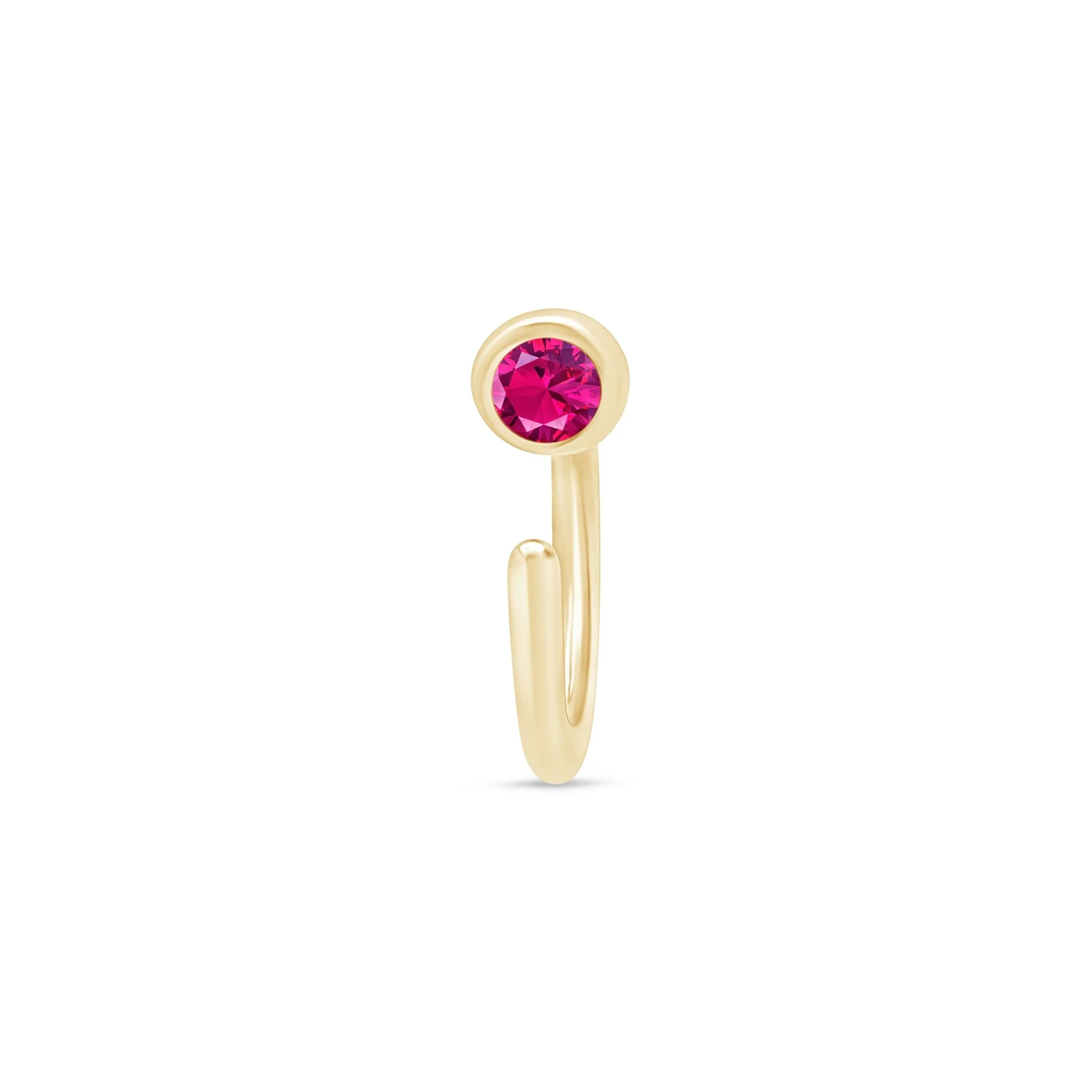 Yellow Gold Ruby Open Cuff Hoop