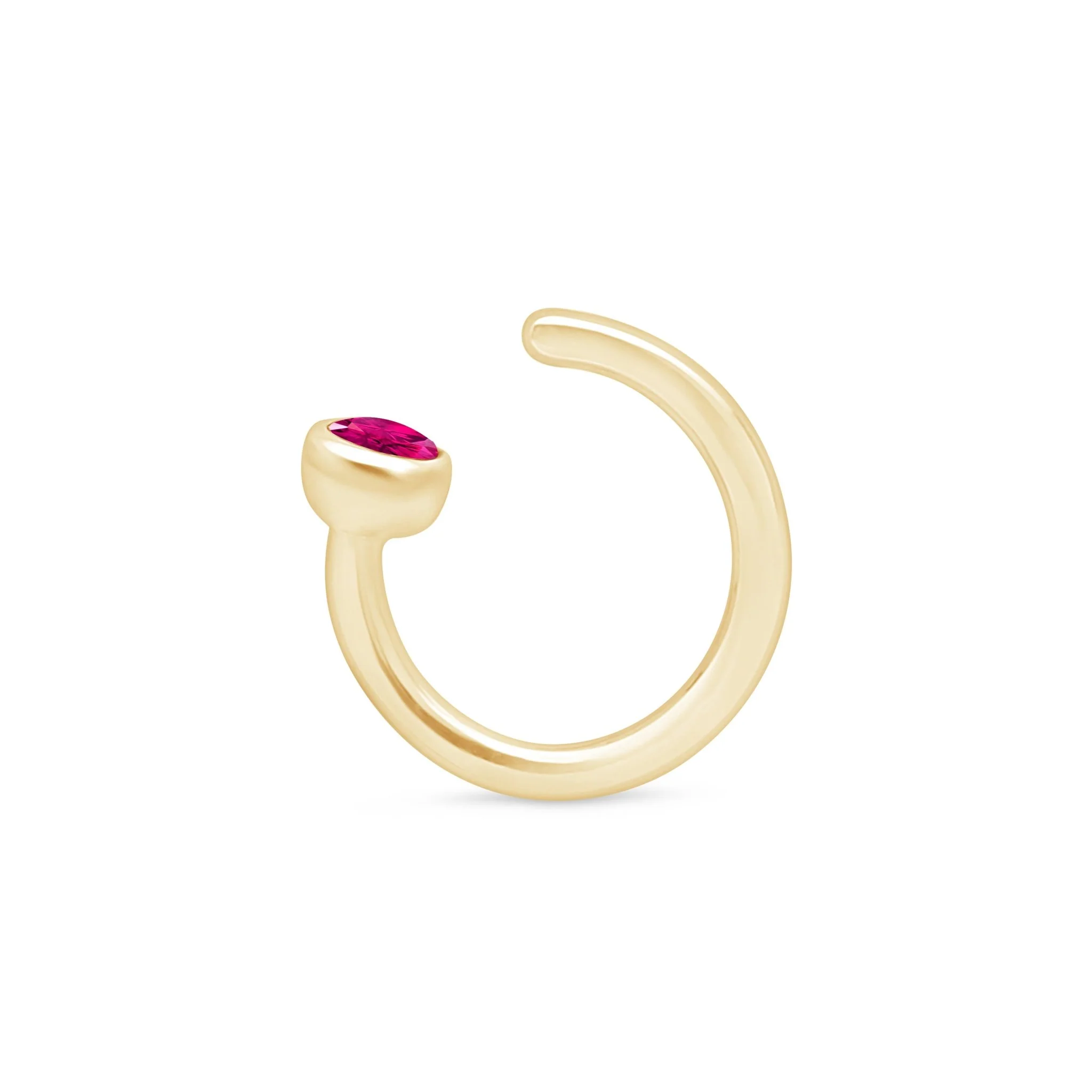 Yellow Gold Ruby Open Cuff Hoop - Image 10