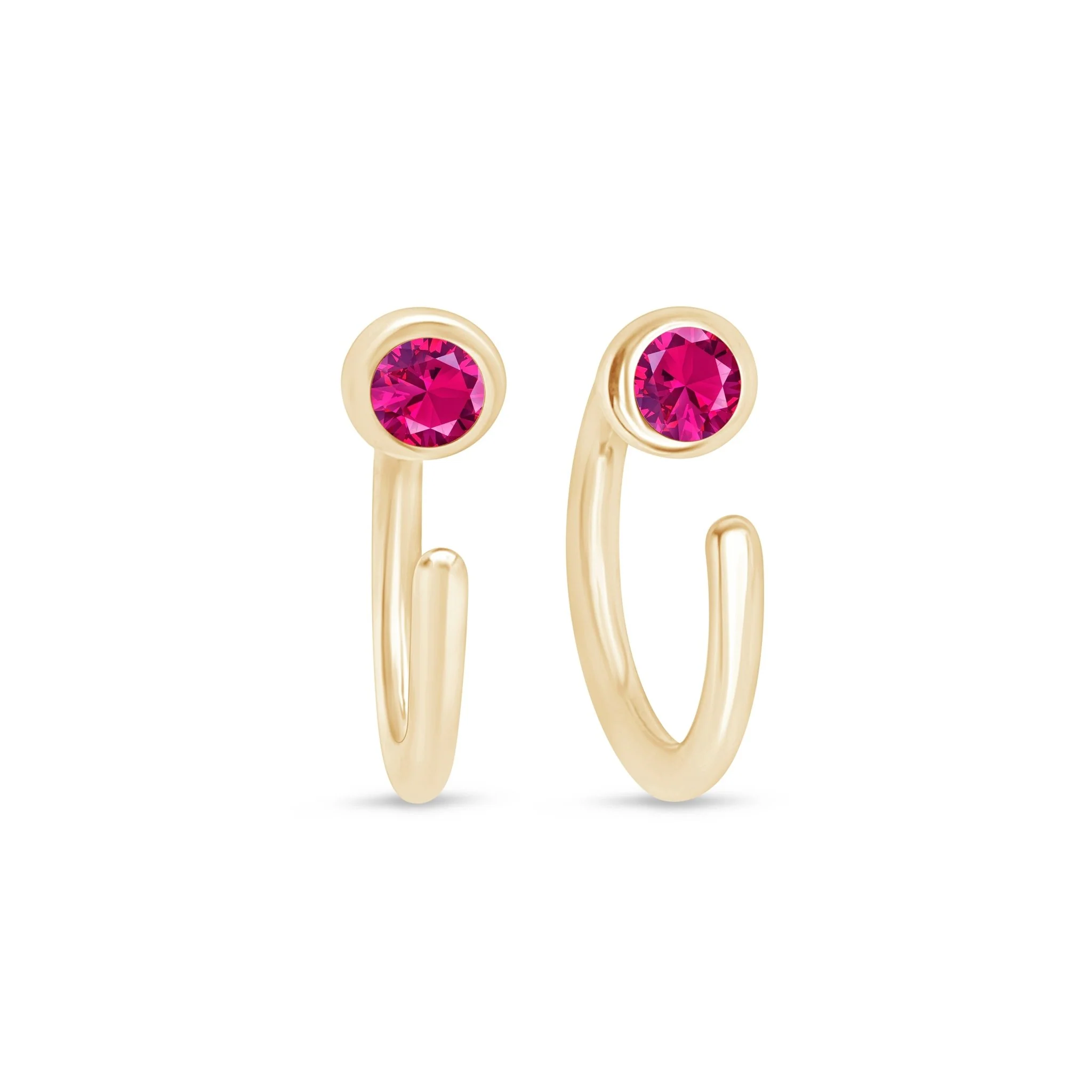 Yellow Gold Ruby Open Cuff Hoop - Image 11