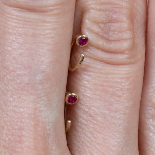 Yellow Gold Ruby Open Cuff Hoop - Image 6