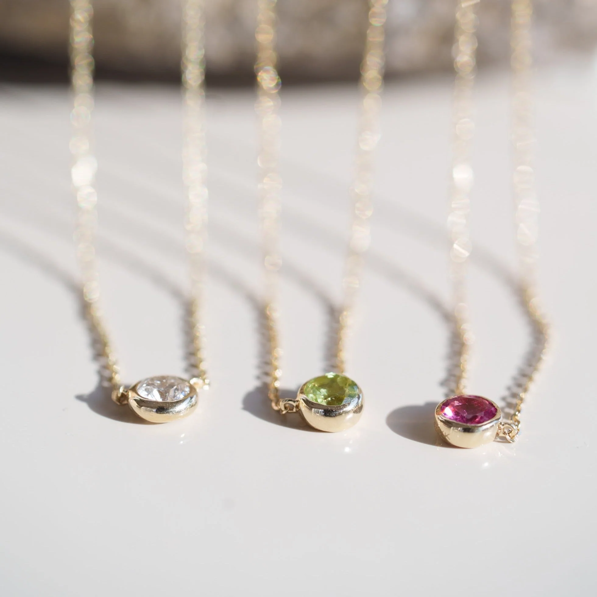 Yellow Gold Ruby Bezel Station Necklace - Image 16