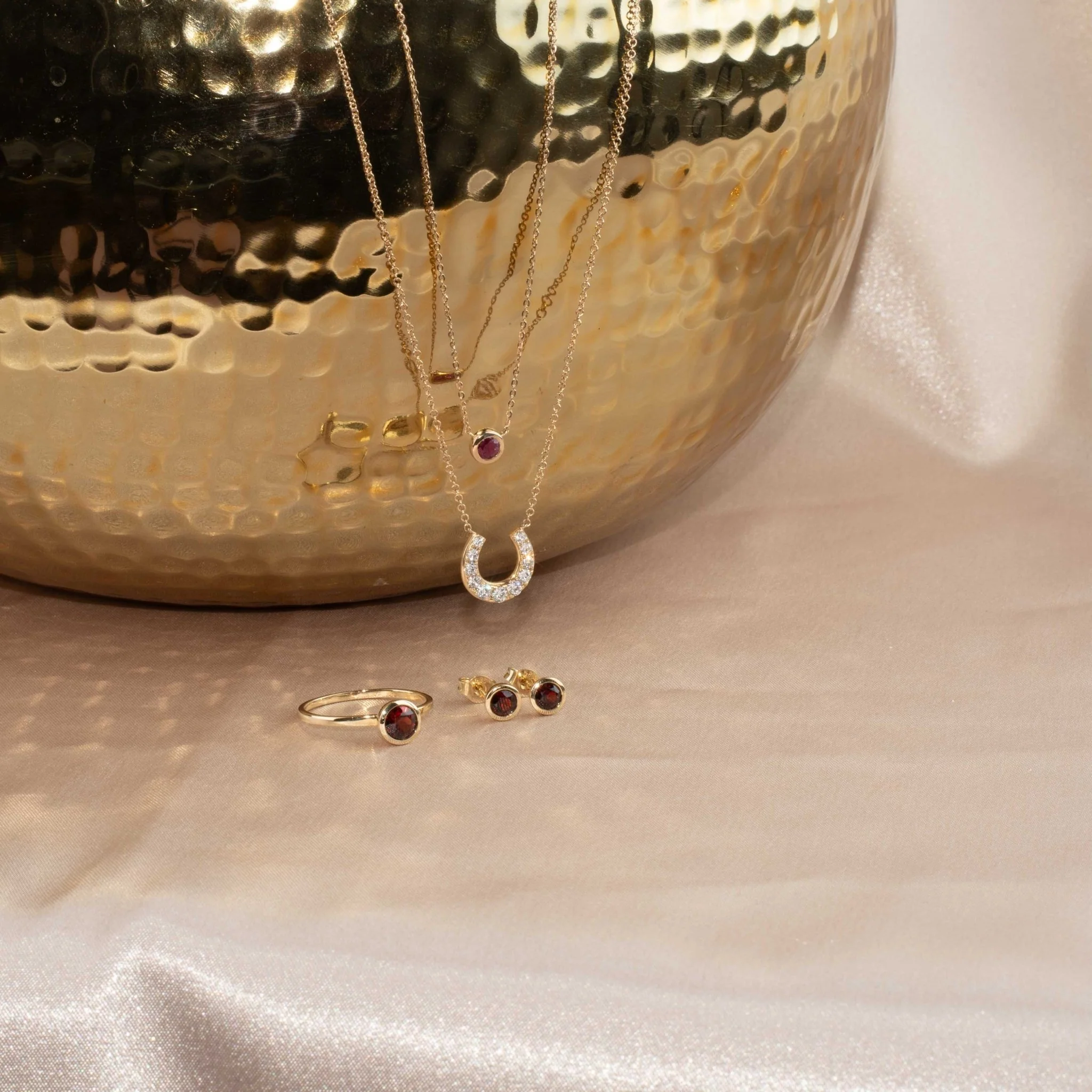 Yellow Gold Ruby Bezel Station Necklace - Image 9