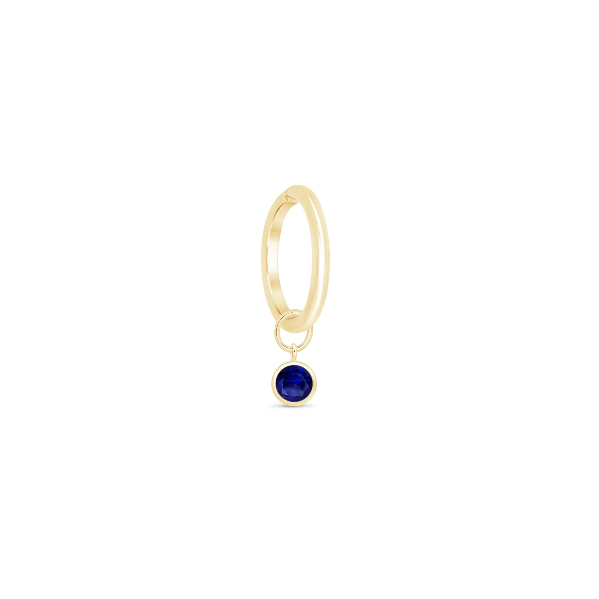 Yellow Gold Bezel Set Sapphire Charm Hoop