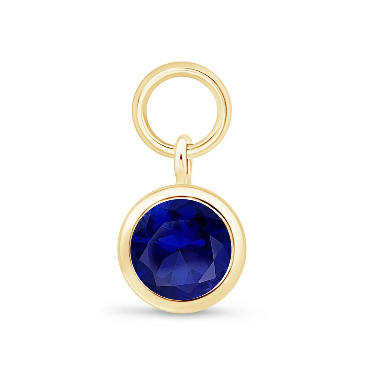 Yellow Gold Bezel Set Sapphire Charm Hoop - Image 2
