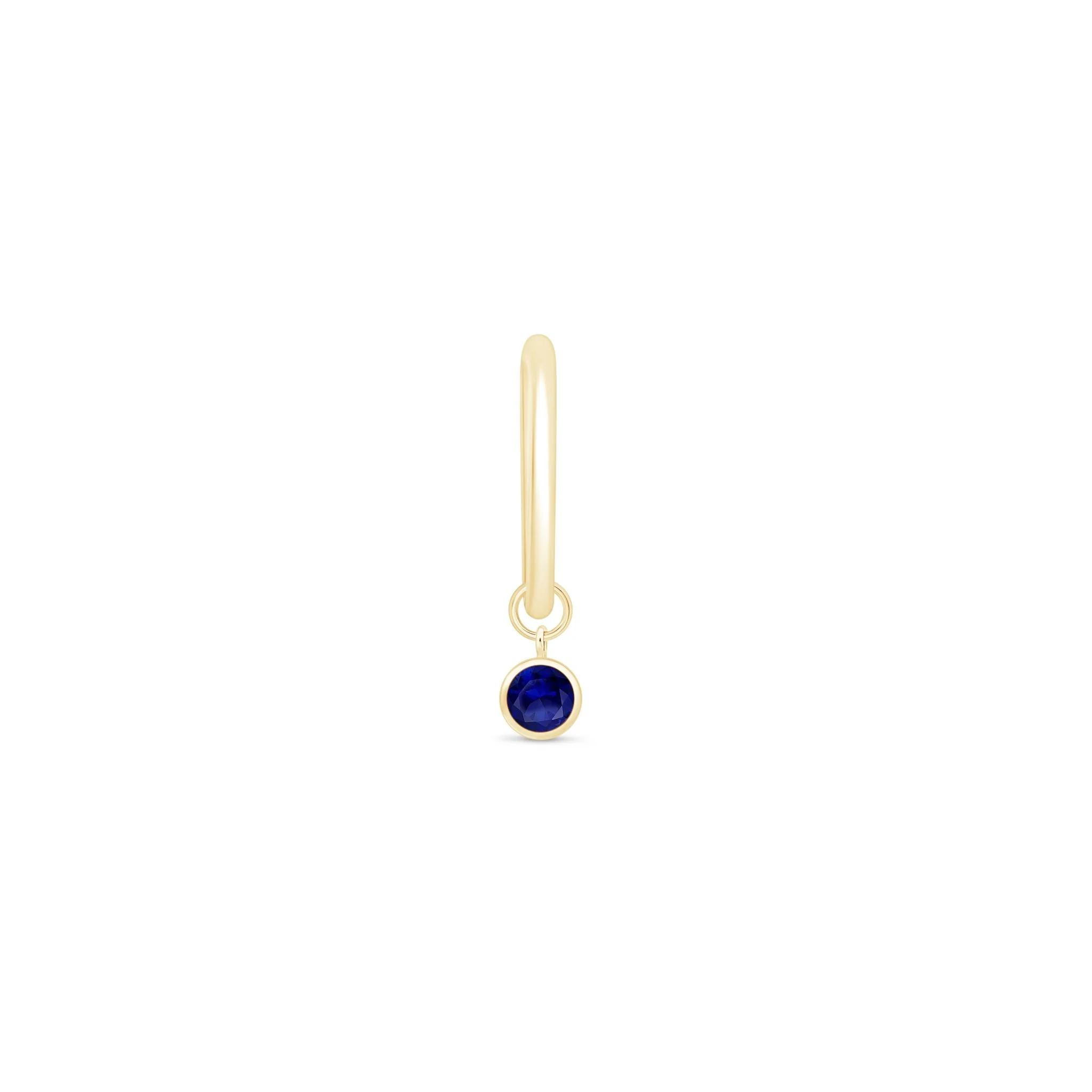 Yellow Gold Bezel Set Sapphire Charm Hoop - Image 5