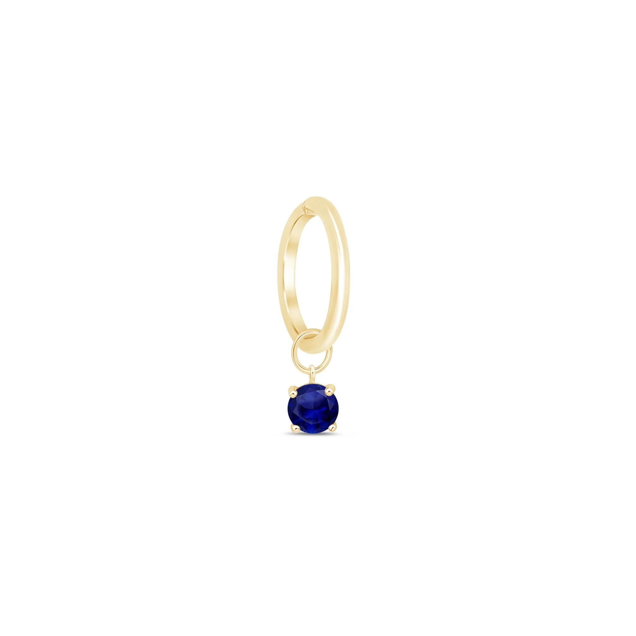 Yellow Gold Prong Set Sapphire Charm Hoop